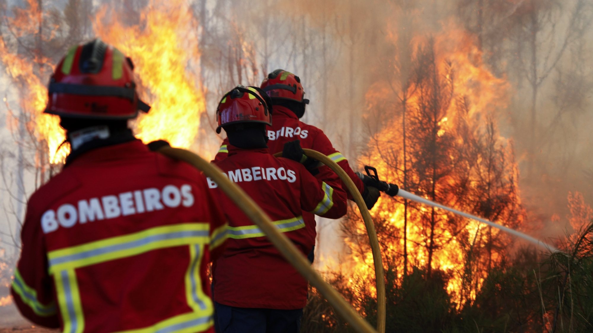Bombeiros durante o combate a um incêndio entre Casal dos Bernardos e Rio de Couros, no concelho de Ourém, 4 agosto 2015. PAULO CUNHA/LUSA