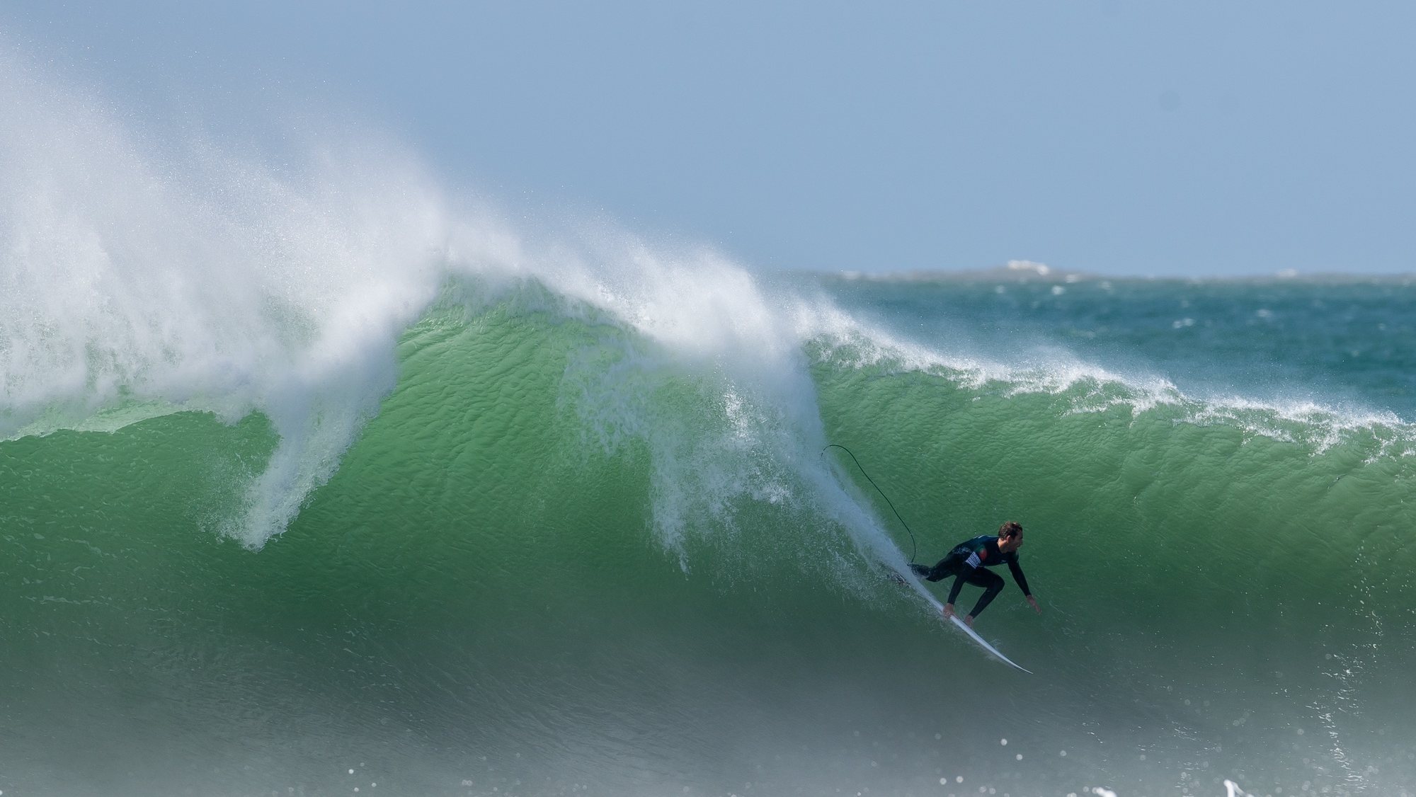Portuguese surfer Frederico Morais in action during his opening round heat of the Meo Pro Portugal, the Portuguese leg of the World Surf League World Tour, at Supertubos beach, in Peniche, Portugal, 04 March 2022. JOSE SENA GOULAO/LUSA
