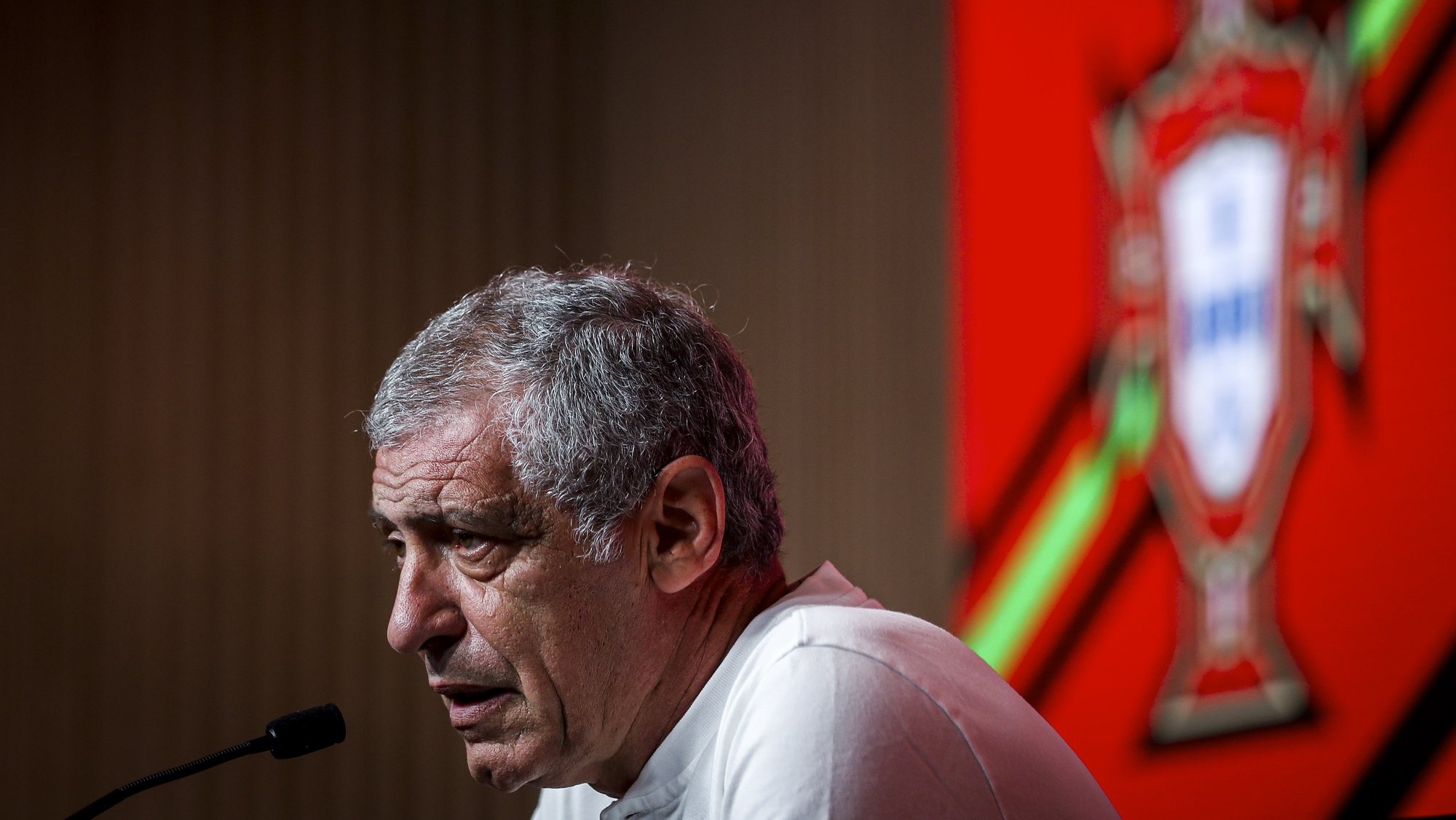 Portugal soccer team head coach Fernando Santos attends a press conference at Cidade do Futebol in Oeiras, outskirts of Lisbon, Portugal, 01 June 2022. Portugal will play against Spain, Czech Republic and Switzerland for the upcoming UEFA Nations League. JOSE SENA GOULAO/LUSA