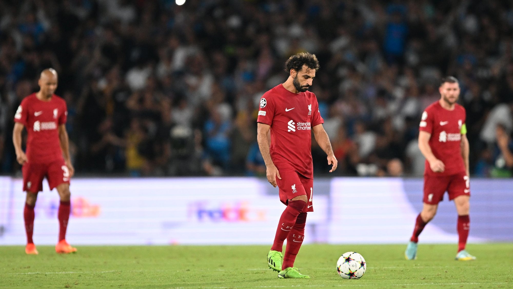Salah voltou a ficar em branco em dia de nova derrocada do Liverpool em Nápoles