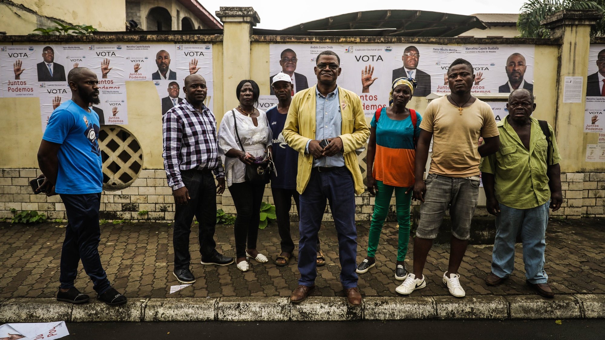 Candidate of the coligation &quot;Juntos Podemos&quot; Andres Esono Ondo (C) with supporters during the last day of electoral campaign for Equatorial Guinea elections in Malabo, Equatorial Guinea, 10 November 2017. Equatorial Guinea had 1,220,000 inhabitants in 2016, according to data from the World Bank. The country is run since August 1979 by Teodoro Obiang, who holds the record of longevity in power in Africa. MARIO CRUZ/LUSA