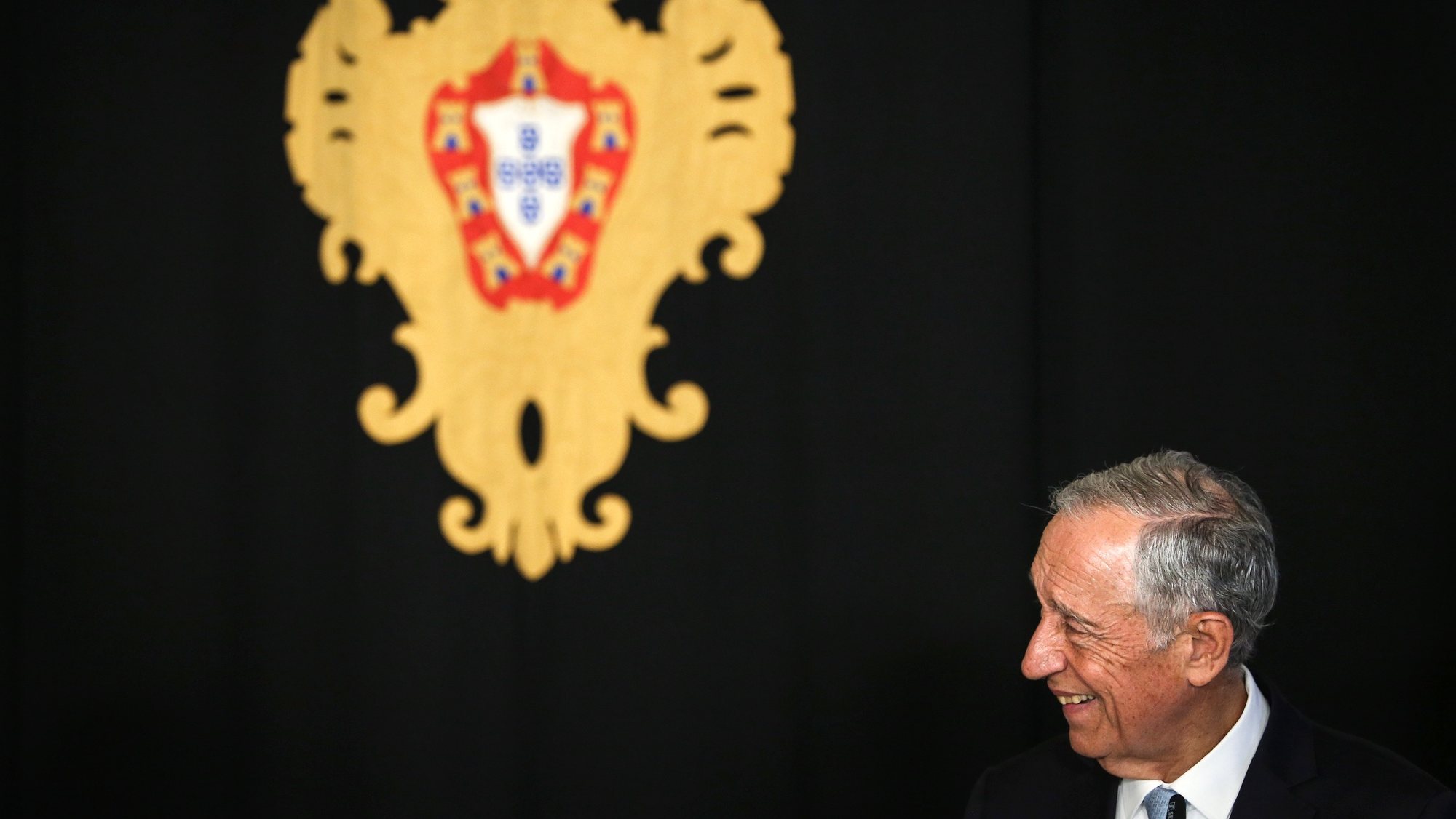 epa10485561 Portuguese President Marcelo Rebelo de Sousa attends a press conference with Hungarian president after their meeting at Belem Palace in Lisbon, Portugal, 23 February 2023.  EPA/RODRIGO ANTUNES