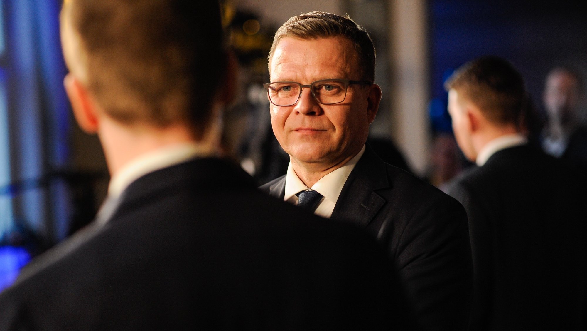 epa10555905 Leader of the National Coalition Party, Petteri Orpo during the Finnish parliamentary election day in Helsinki, Finland, 02 April 2023.  EPA/MIKKO STIG