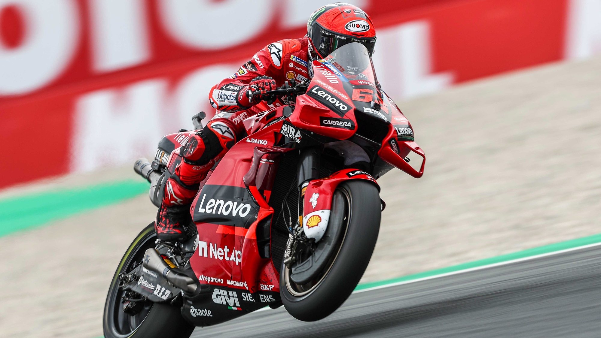 epaselect epa10035065 Francesco Bagnaia of Italy of the Ducati Lenovo Team in action during the MotoGP race of the Motorcycling Grand Prix of the Netherlands at the TT circuit of Assen, Netherlands, 26 June 2022.  EPA/Vincent Jannink