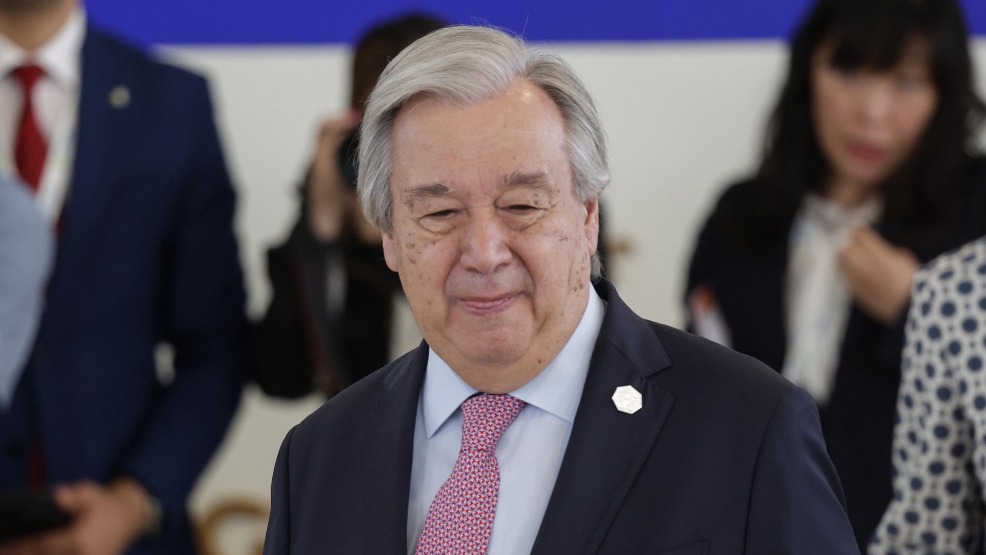 epa11410091 United Nations (UN) Secretary-General Antonio Guterres attends &#039;Session VI: Artificial intelligence, energy, Africa-Mediterranean&#039; on the second day of the G7 summit, in Borgo Egnazia, Apulia region, southern Italy, 14 June 2024. The 50th G7 Summit brings together the Group of Seven member states leaders in Borgo Egnazia resort from 13 to 15 June 2024.  EPA/GIUSEPPE LAMI