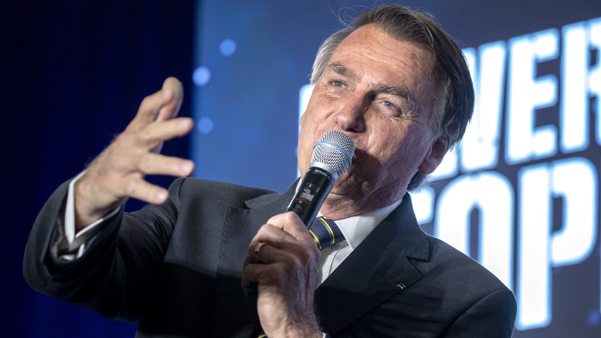 epa10446297 Former Brazil President Jair Bolsonaro attends the &#039;Power of the People&#039; event at the Trump National Doral Miami, in Miami, Florida, USA, 03 February 2023. The event was hosted by Turning Point USA, a non-profit organization founded in 2012. According to the event organizers, it was Bolsonaro&#039;s first public event following the recent Brazilian elections.  EPA/CRISTOBAL HERRERA-ULASHKEVICH