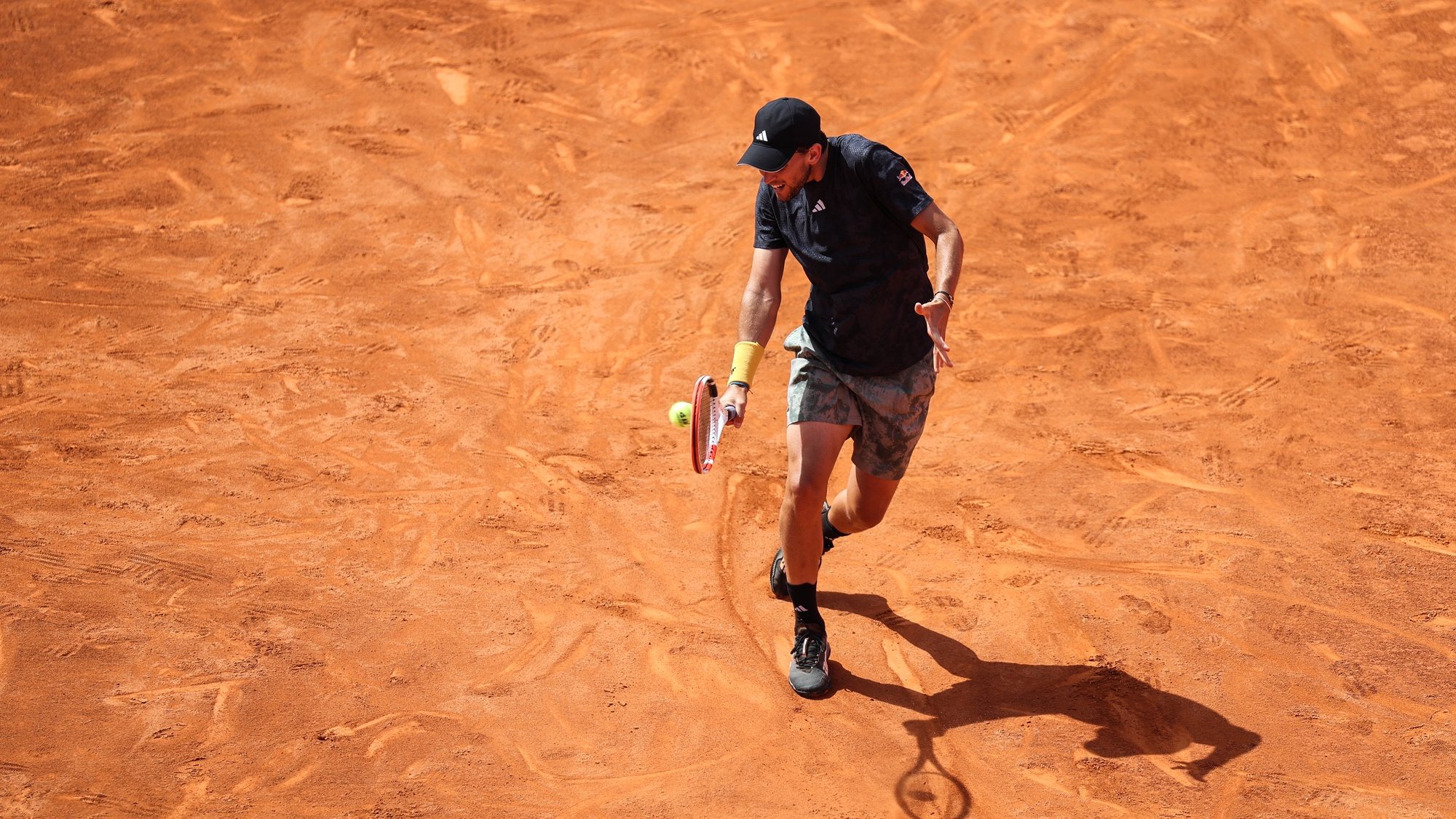 Dominic Thiem from Austria in action against Sebastian Ofner from Austria in the Round of 32 at the Estoril Open tennis tournament in Estoril, Portugal, 04 April 2023. MIGUEL A. LOPES/LUSA