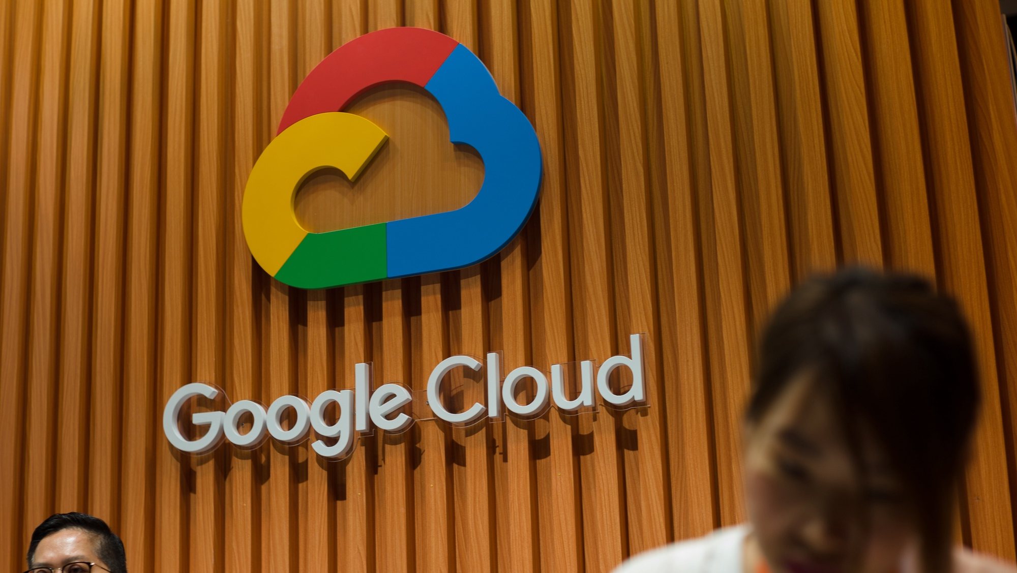 epa07590799 The Google Cloud logo is displayed at Google Inc. booth during the Cloud Expo Asia 2019 in Hong Kong, China, 22 May 2019. The expo runs through 23 May.  EPA/JEROME FAVRE