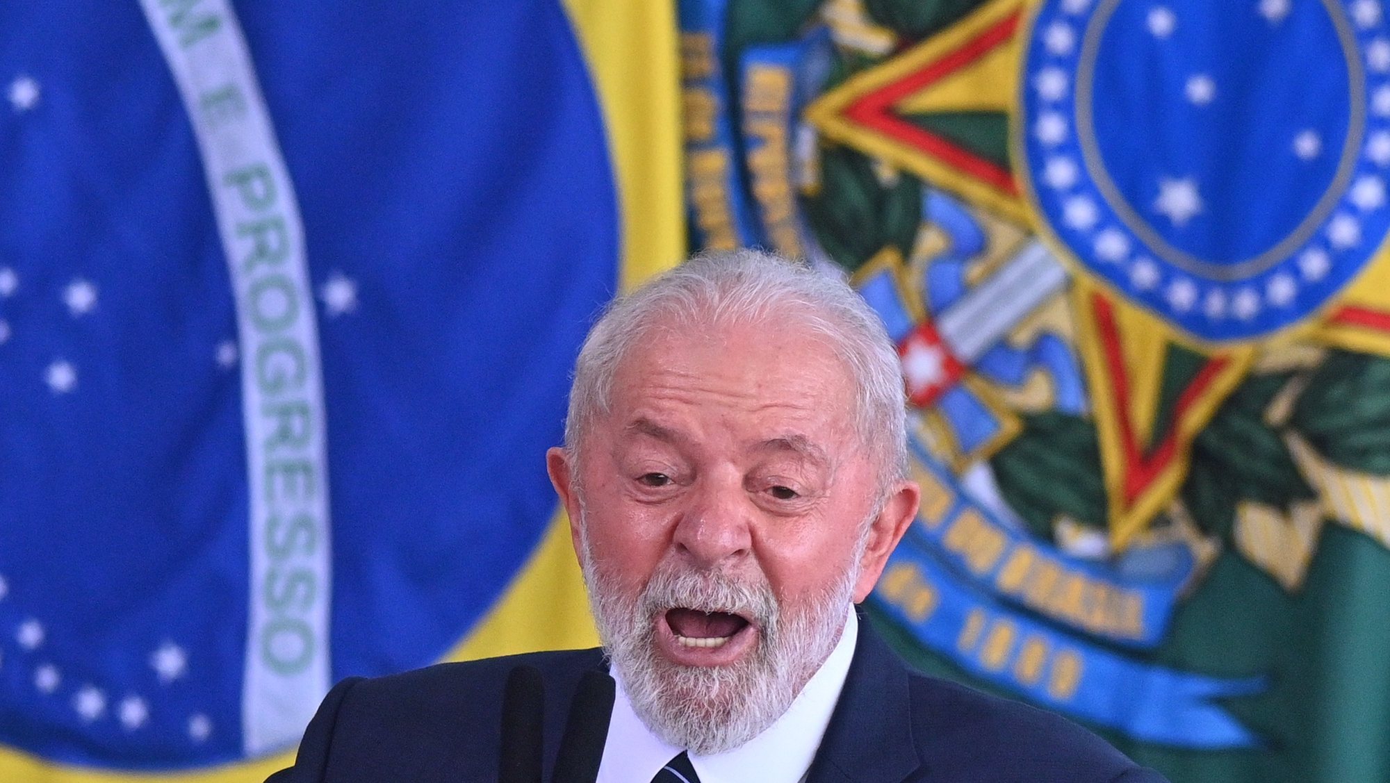 epa11216782 Brazilian President Luiz Inacio Lula da Silva participates in an official event at the Planalto Palace in Brasilia, Brazil, 12 March 2024. Lula announced new investments in education and asked to celebrate them like soccer players&#039; goals, because &quot;they are the most important thing that a Government can achieve.&quot; During the ceremony, the creation of a hundred technical training institutes in secondary education was announced, with an investment estimated at around 795 million dollars.  EPA/Andre Borges