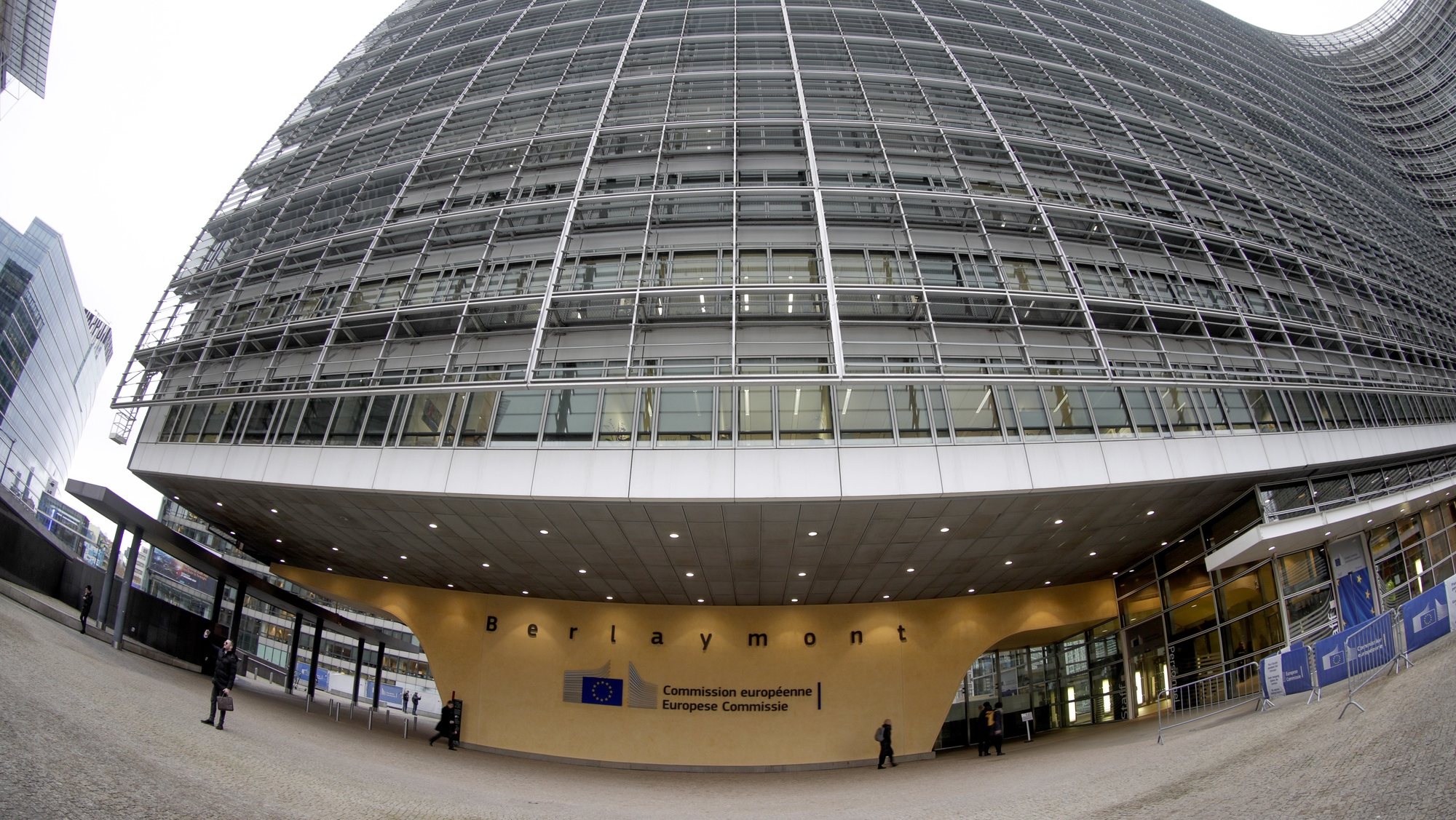 epa08026182 A photo taken with a fisheye lens shows the European Commission headquarters in Brussels, Belgium, 26 November 2019. President-Elect of the European Commission Ursula von der Leyen on 27 November 2019 will present her team of Commissioners-designate and the new Commission&#039;s programme to the European Parliament in Strasbourg, France. Members of the European Parliament (MEPs) will then discuss and decide (by simple majority) whether to elect the College of Commissioners or not.  EPA/OLIVIER HOSLET