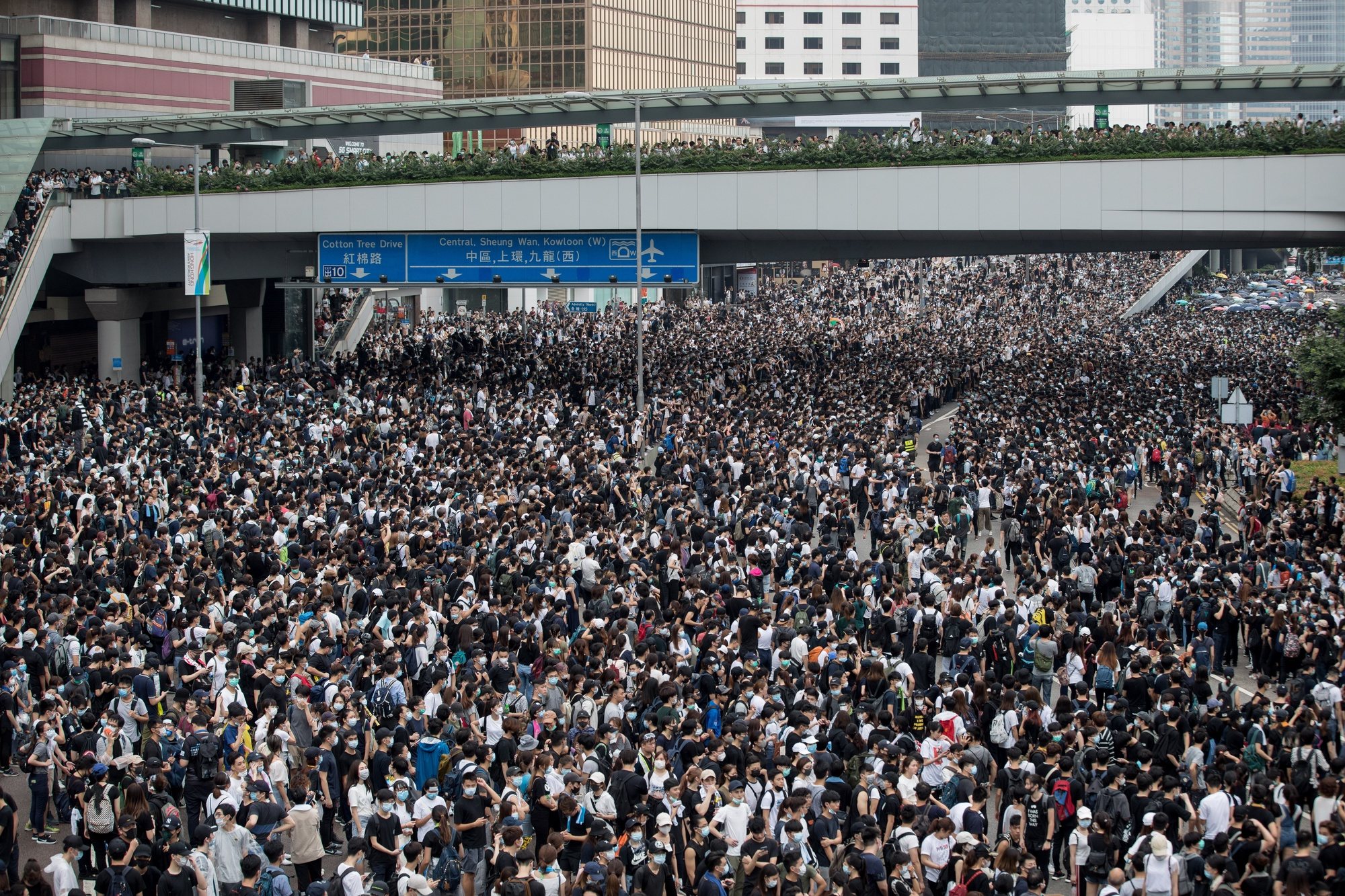 epa09261432 (FILE) Protesters take part in a rally against an extradition bill outside the Legislative Council in Hong Kong, China, 12 June 2019 (reissued 11 June 2021). June 12 marks the second anniversary of the protest movement against the bill which faced immense opposition and would allow the transfer of fugitives to jurisdictions which Hong Kong does not have a treaty with, including mainland China.  EPA/JEROME FAVRE *** Local Caption *** 55267110