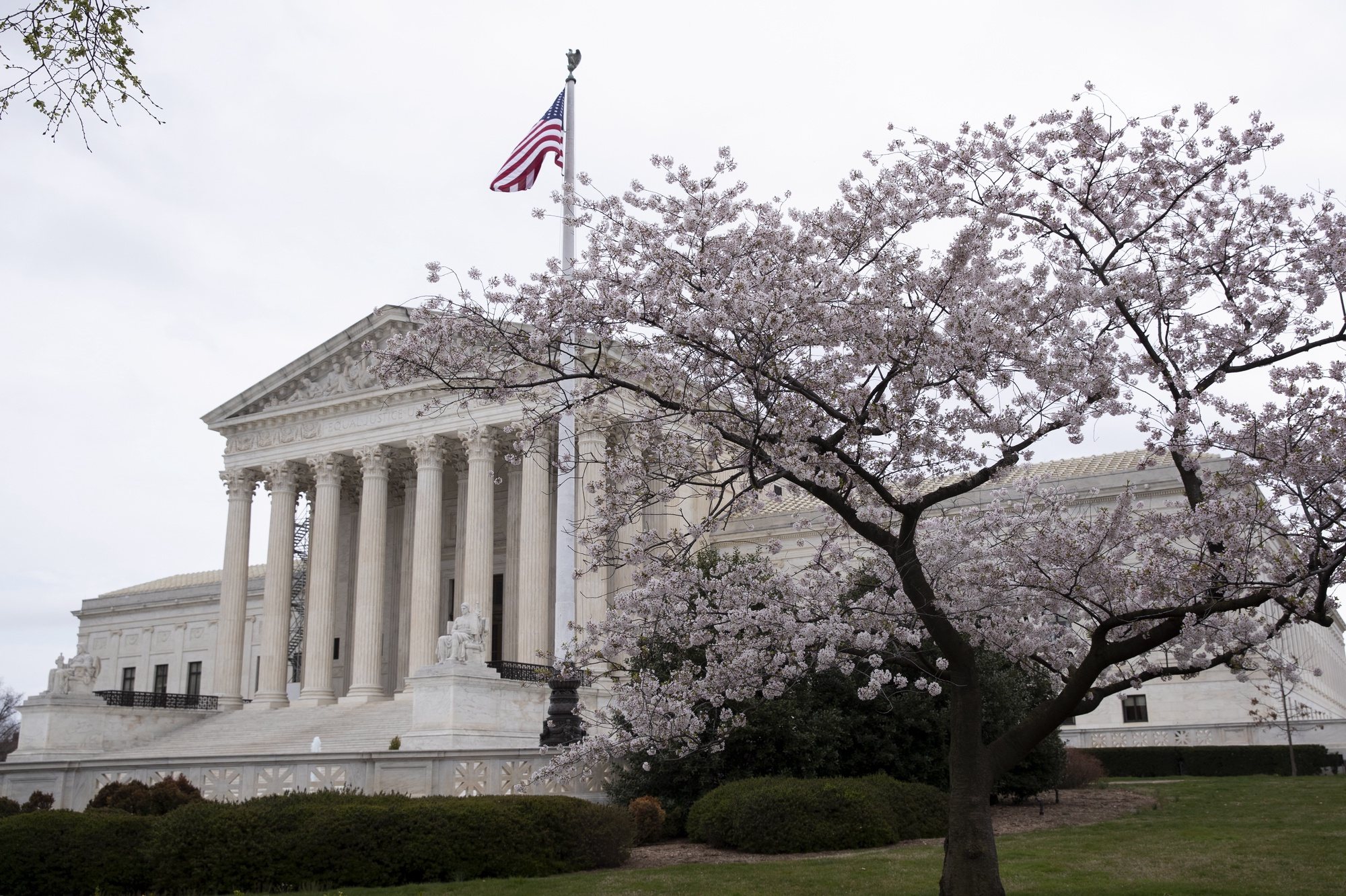 epa10545712 The Supreme Court in Washington, DC, USA, 27 March 2023. The Supreme Court heard oral arguments in the case, United States v. Hansen, in which the court will determine if federal law that prohibits encouraging unlawful immigration violates the First Amendment.  EPA/MICHAEL REYNOLDS