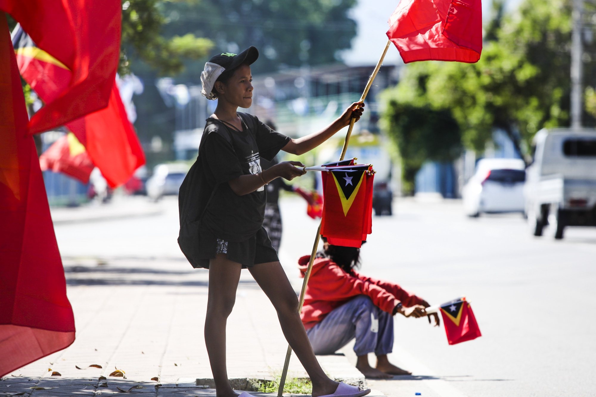 As cores da campanha para as legislativas chegaram a finalmente a Díli, depois de percorrer o país, numa semana crucial que junta a mobilização dos partidos às celebrações da Restauração da Independência de Timor-Leste. Dili, 14 de maio de 2023. (ACOMPANHA TEXTO DO DIA 15 DE MAIO DE 2023). ANTÓNIO SAMPAIO/LUSA