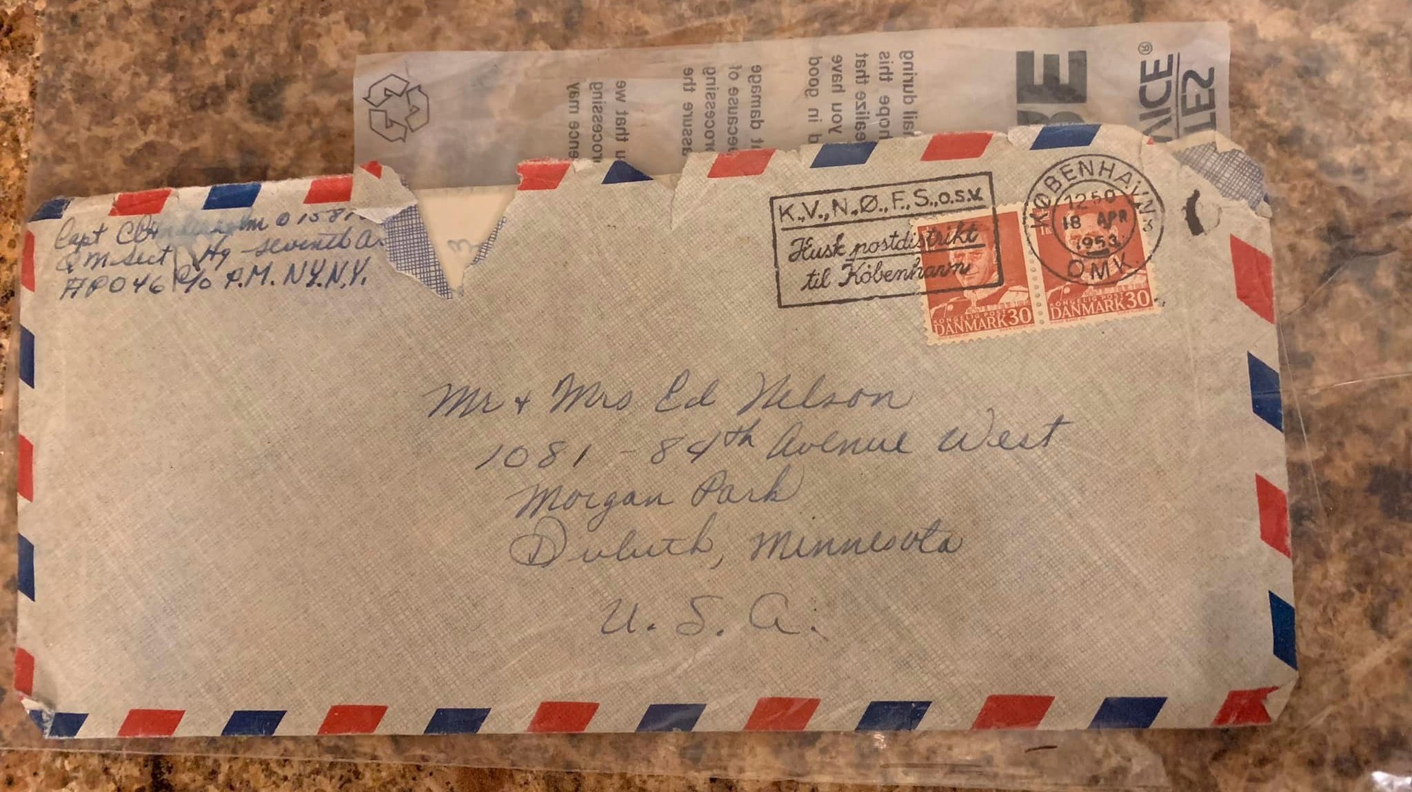 Carta enviada em 1953