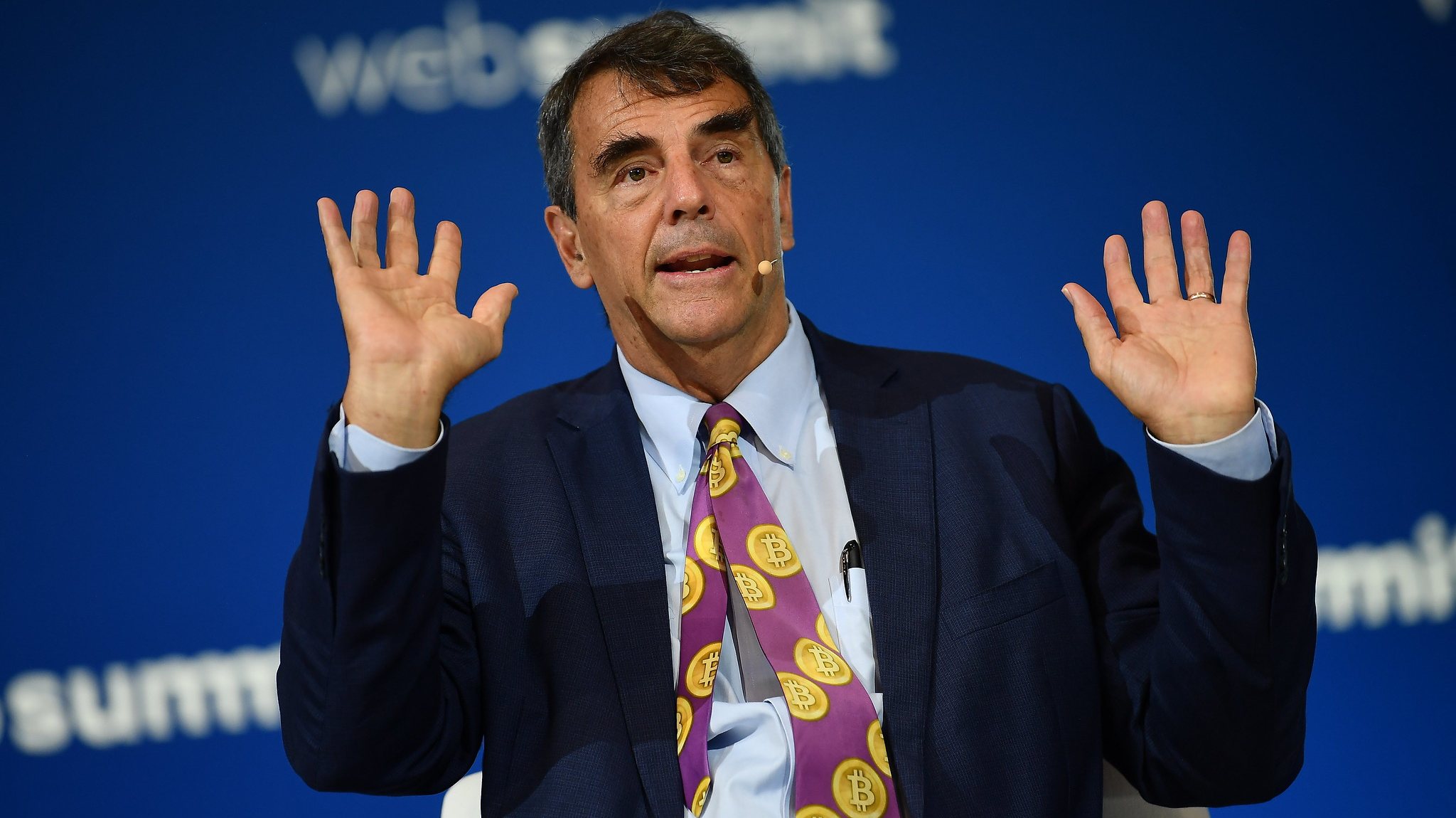 2 November 2021; Tim Draper, Draper Associates, on Centre Stage during day one of Web Summit 2021 at the Altice Arena in Lisbon, Portugal. Photo by Harry Murphy/Web Summit via Sportsfile