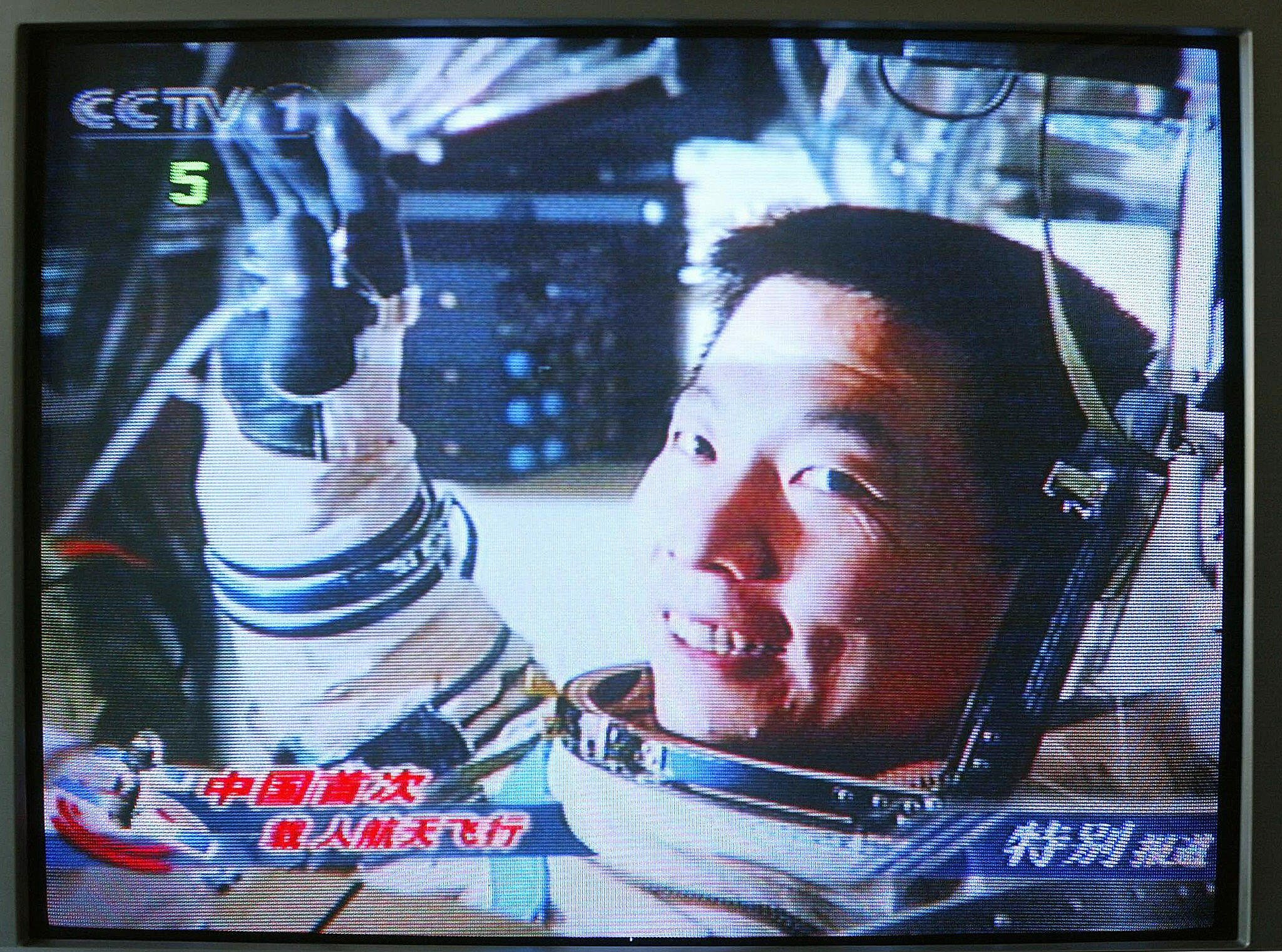 TV grab shows Chinese astronaut Yang Liw