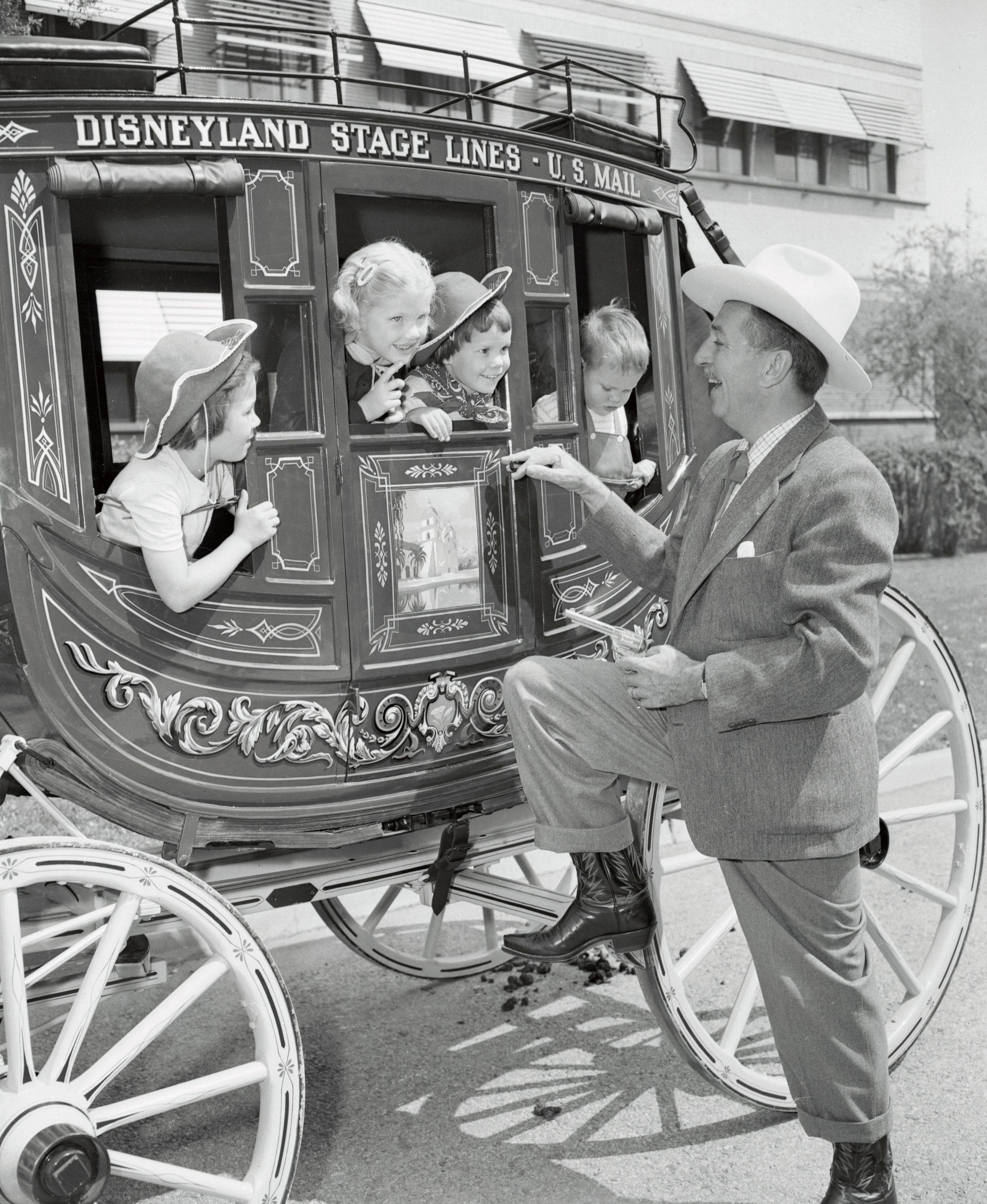 Walt Disney Holding Up Stagecoach Full of Children