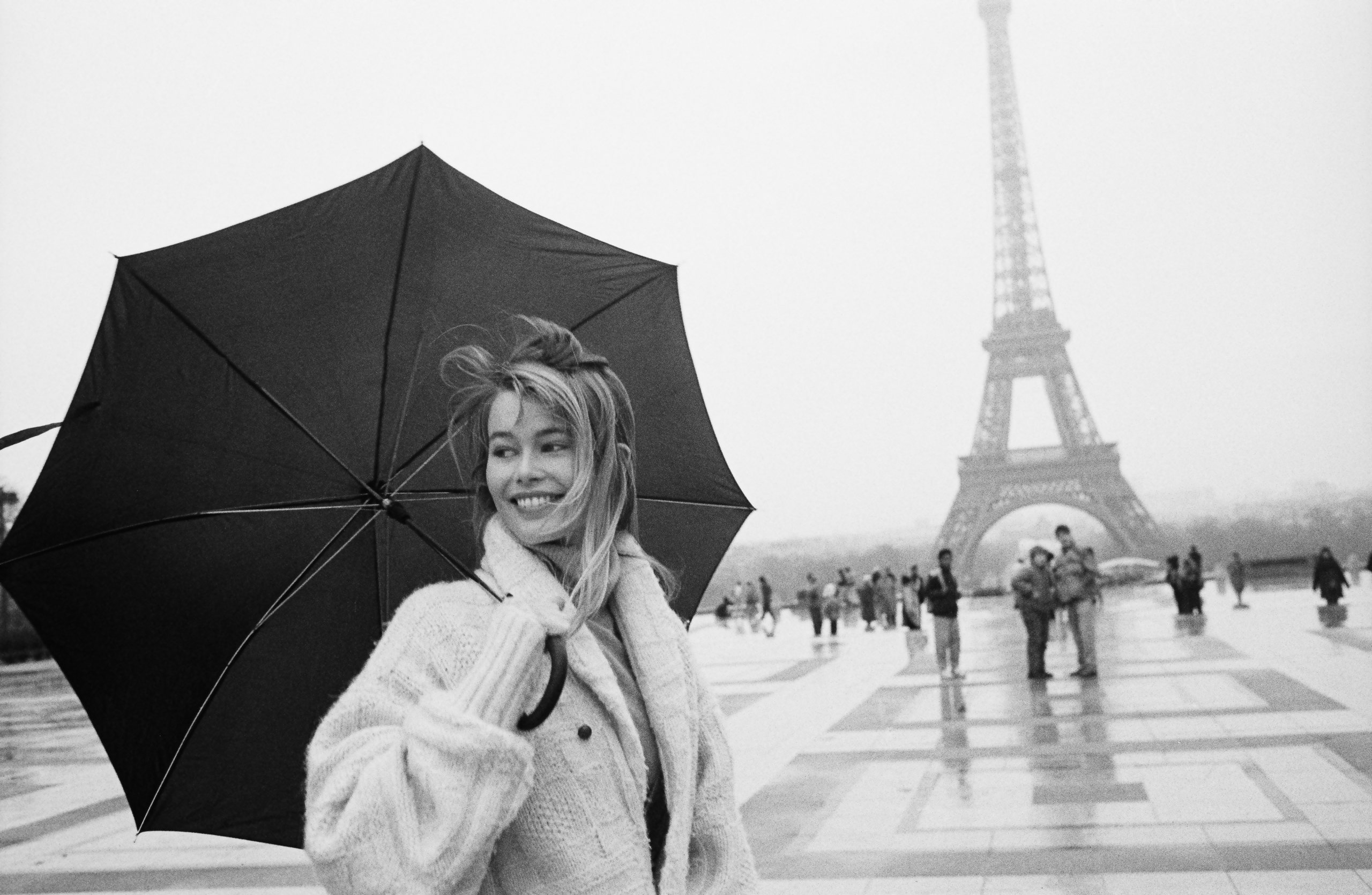 German top model Claudia Schiffer visiting Paris
