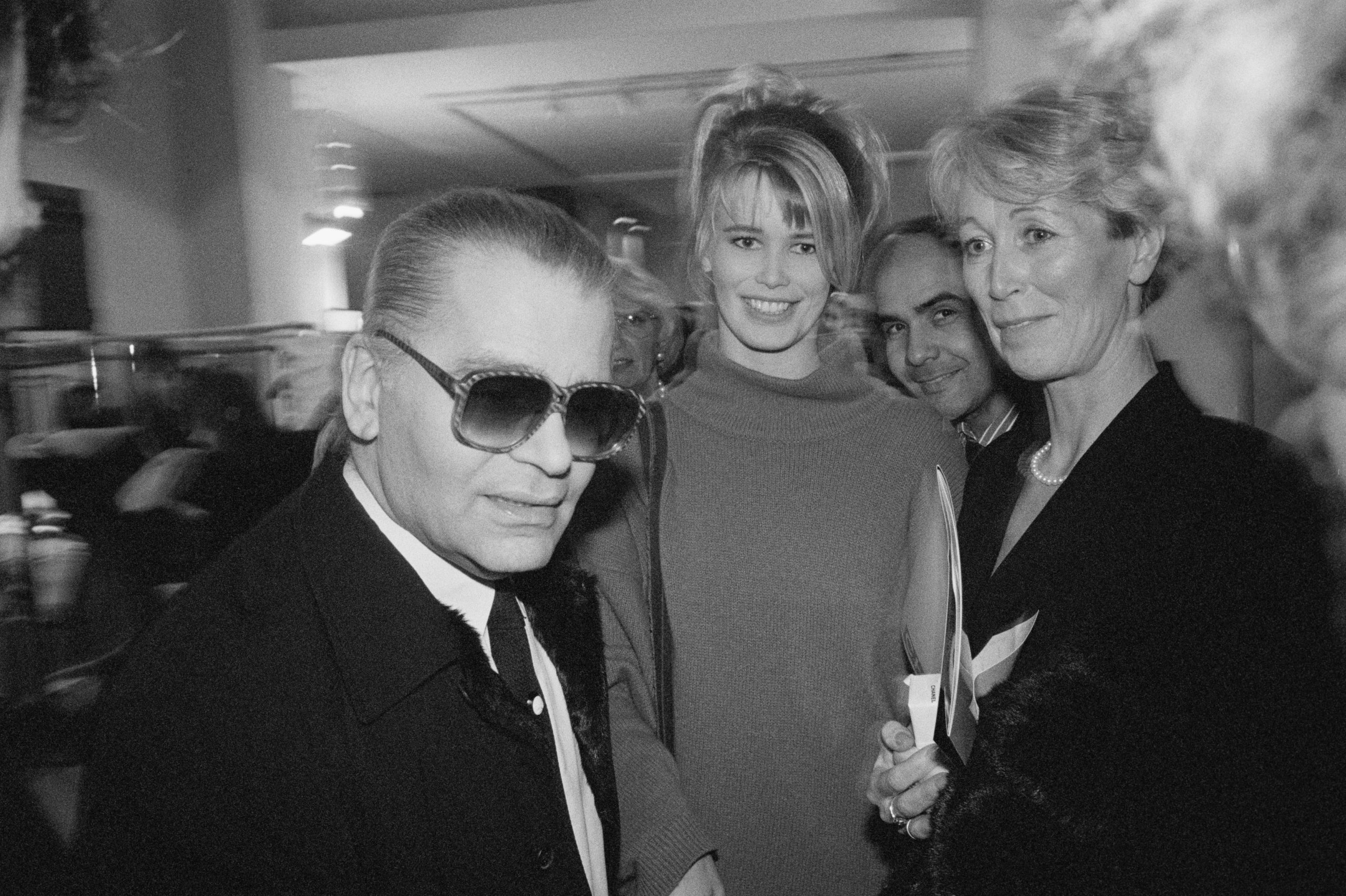 Claudia Schiffer, Her Mother, and Karl Lagerfeld