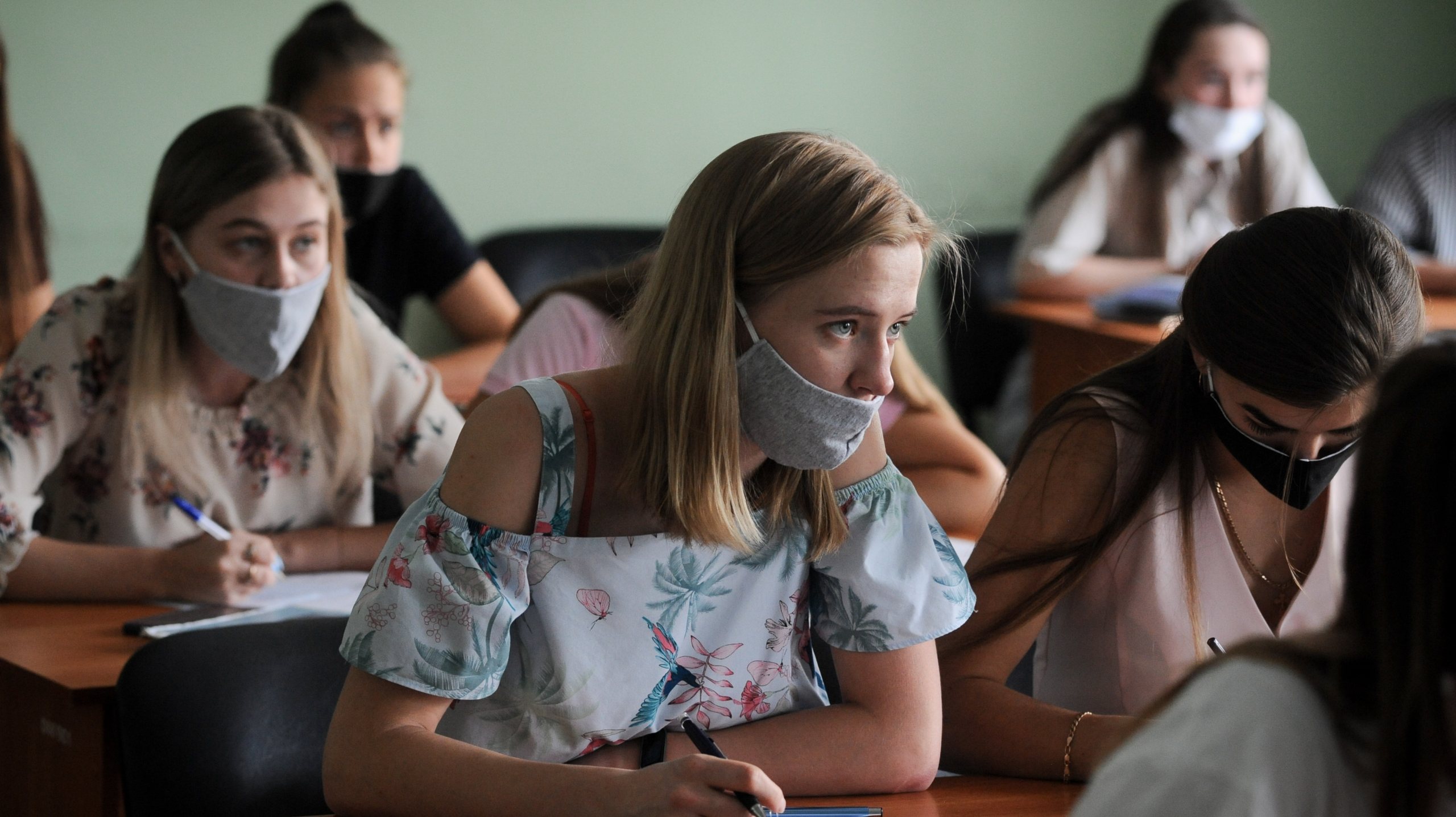 Female students of Tambov University are seen wearing