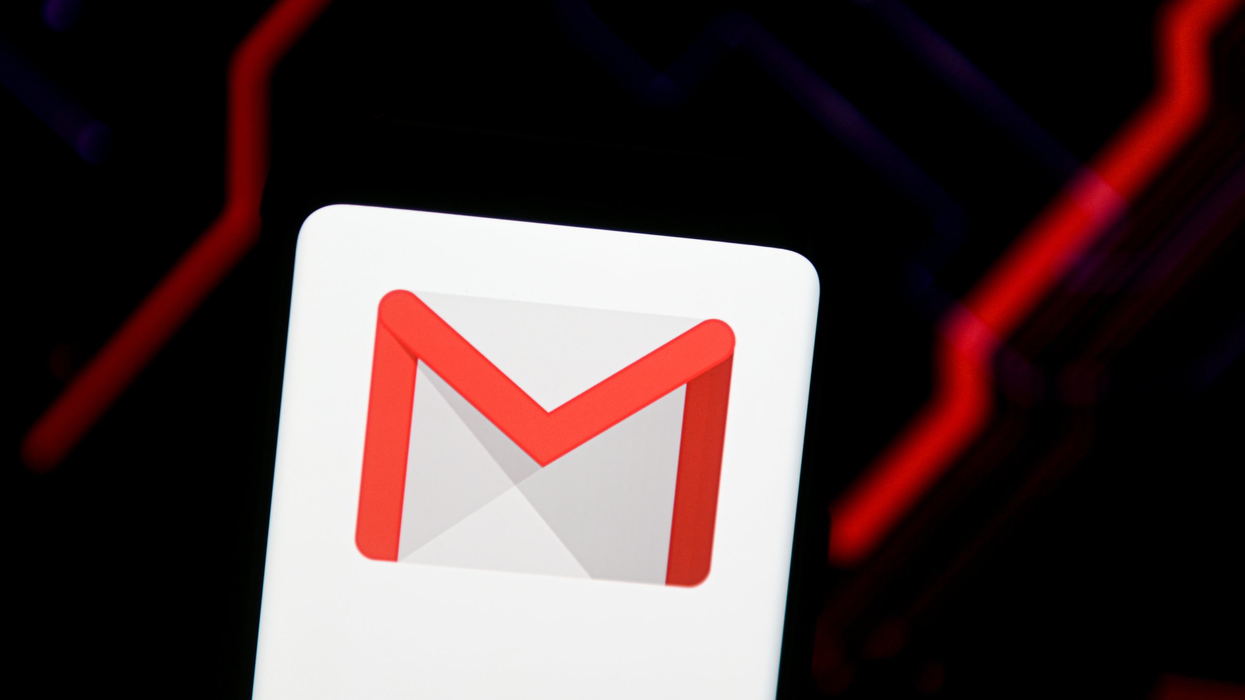 In this photo illustration a Gmail logo seen displayed on a