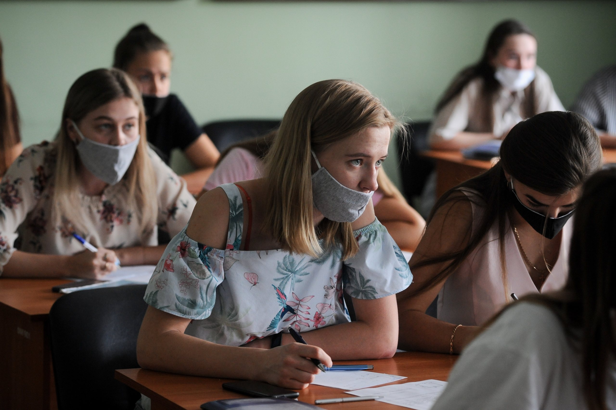 Female students of Tambov University are seen wearing