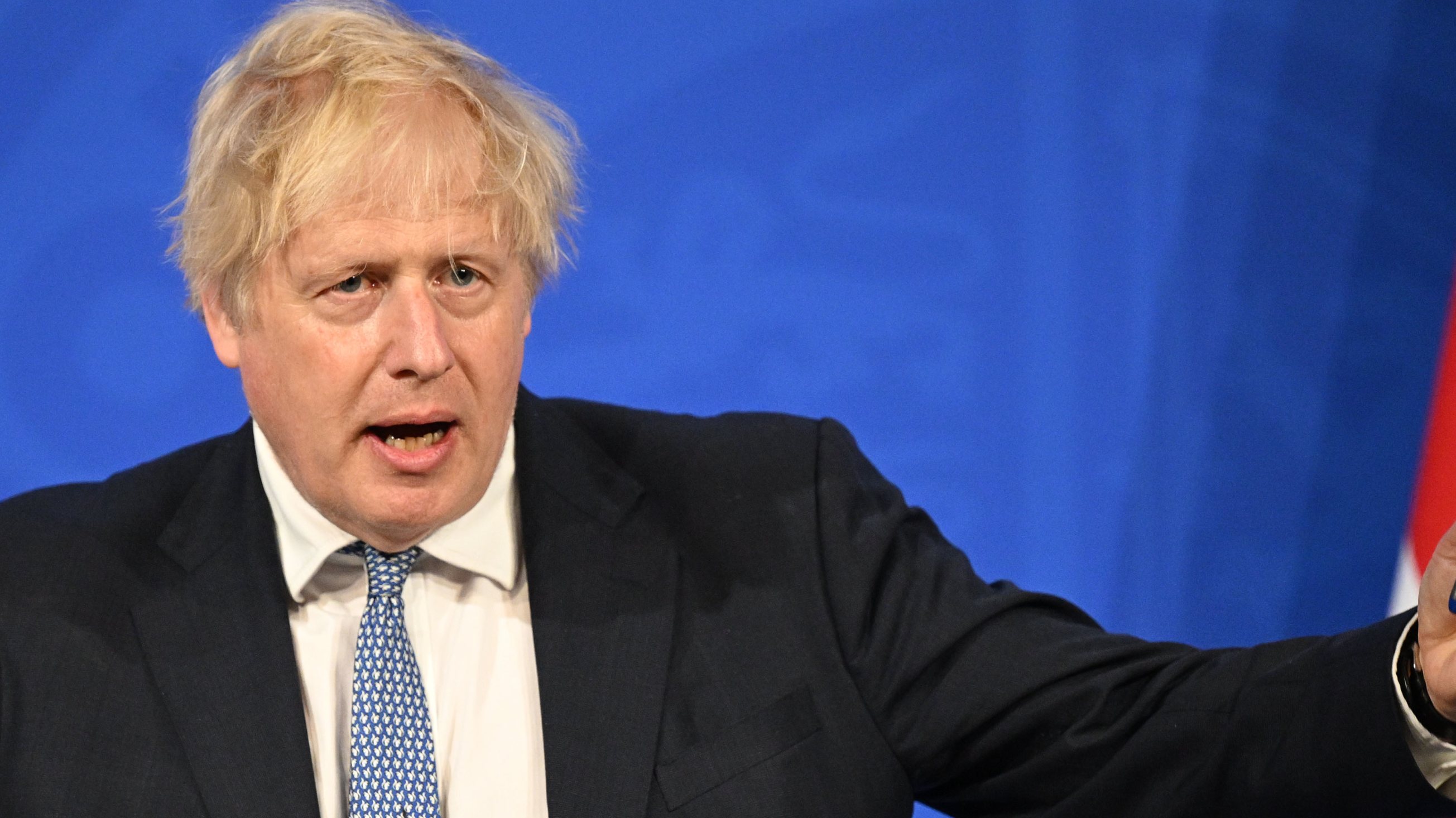 Boris Johnson Holds Press Conference On Publication Of The Sue Gray Report Into &quot;Partygate&quot;