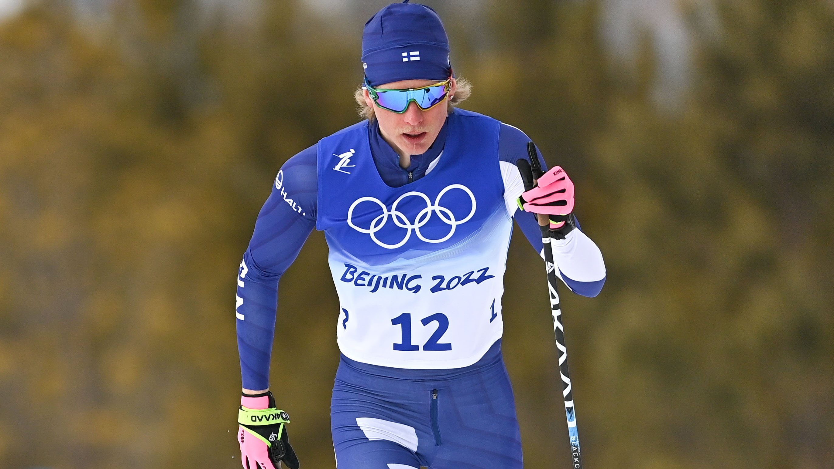 O esquiador finlandês Remi Lindholm nos Jogos Olímpicos de Inverno, em Pequim