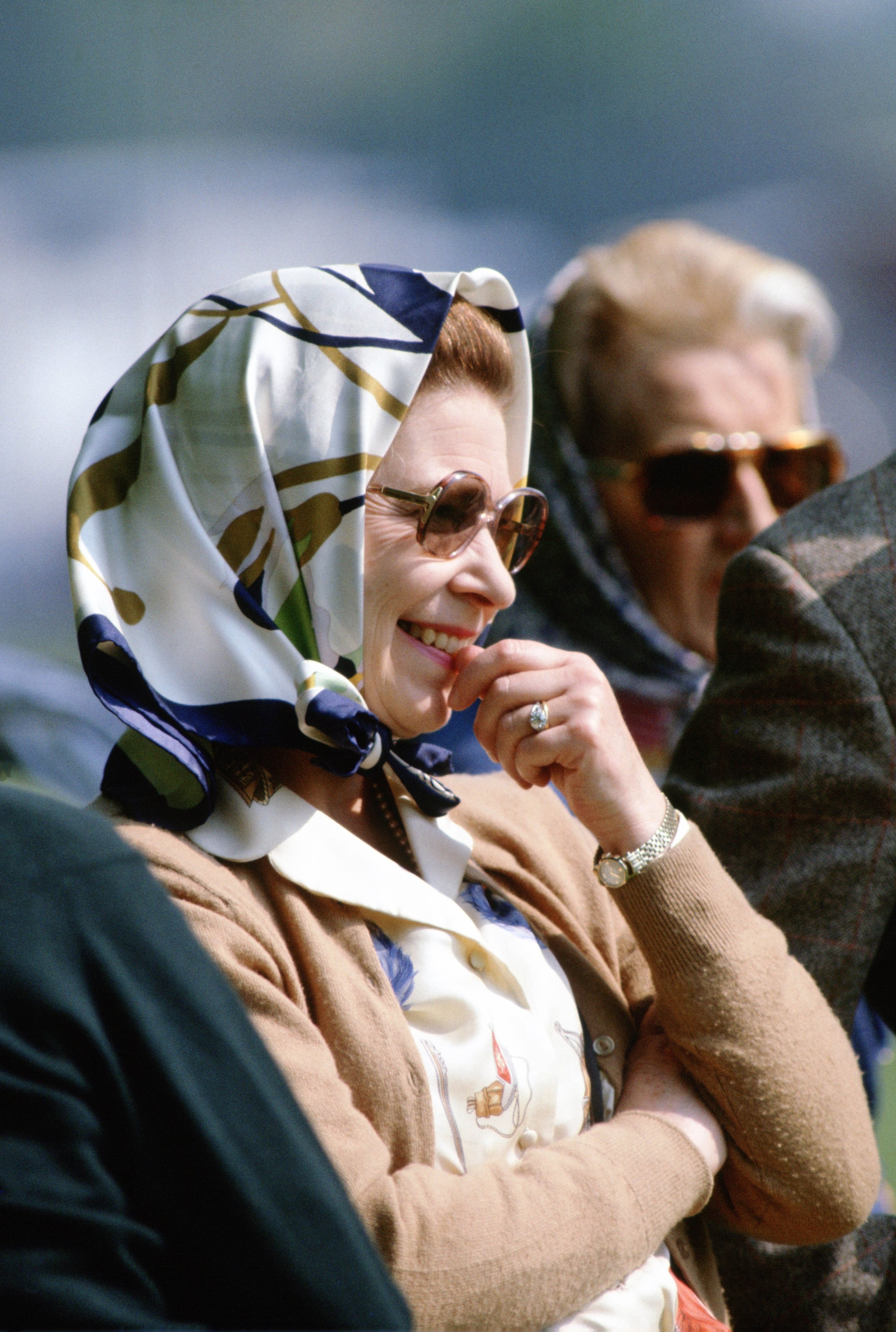 Queen Elizabeth II at the Royal Windsor Horse Show watching
