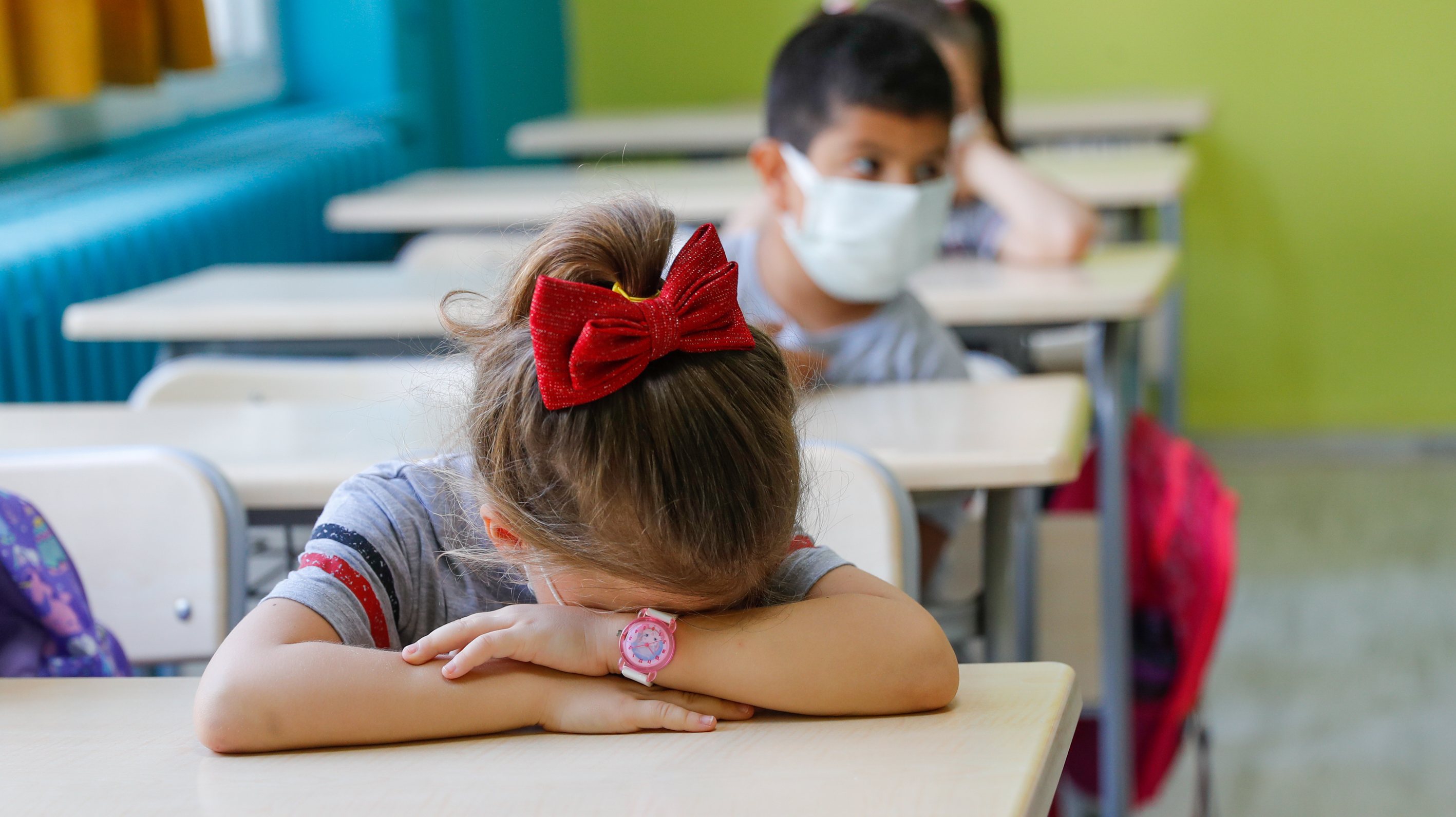 Pre-school and first grades students start school in Turkey