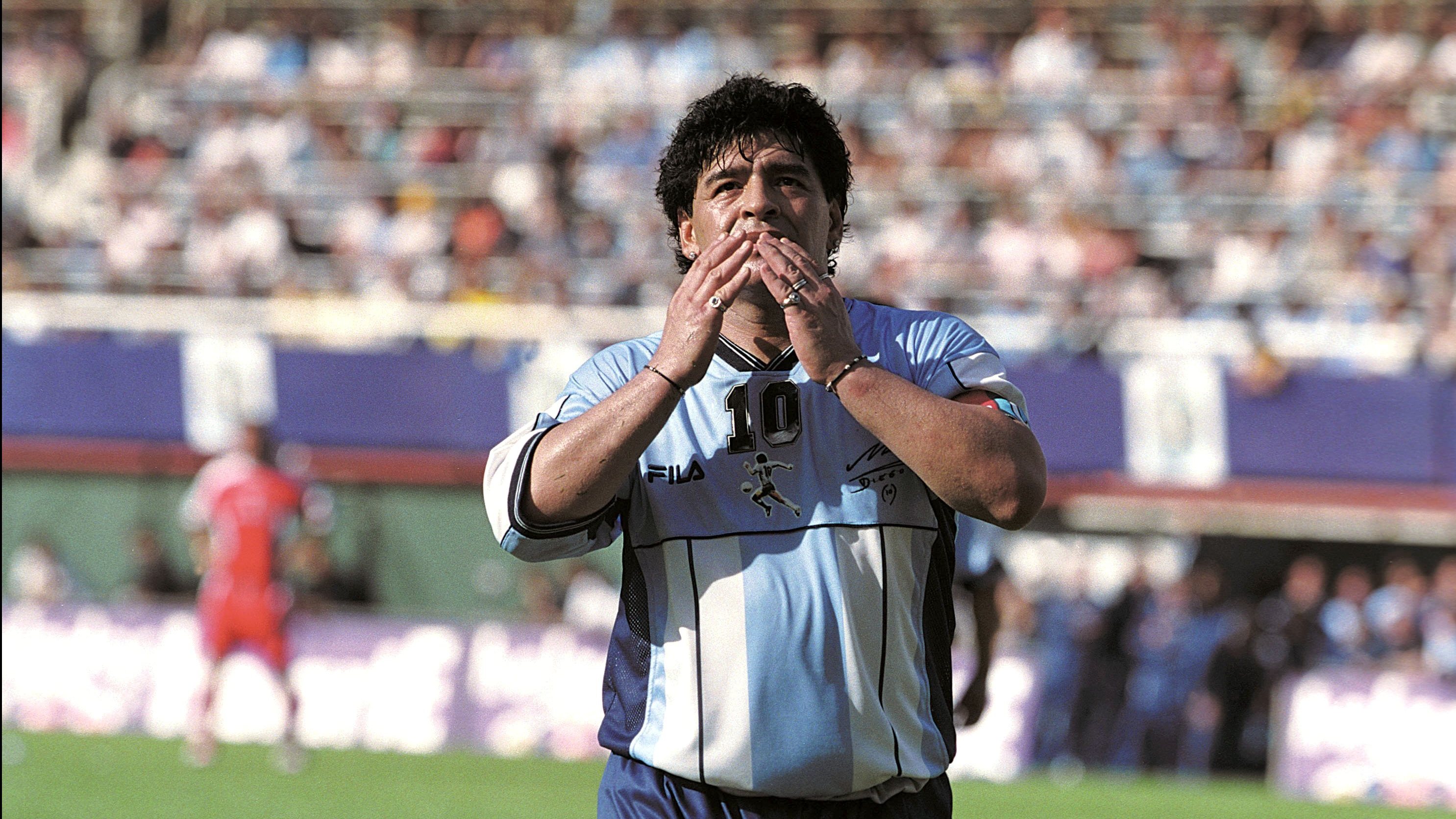 Diego Maradona says good bye to soccer in Buenos Aires, Argentina on November 01, 2001.