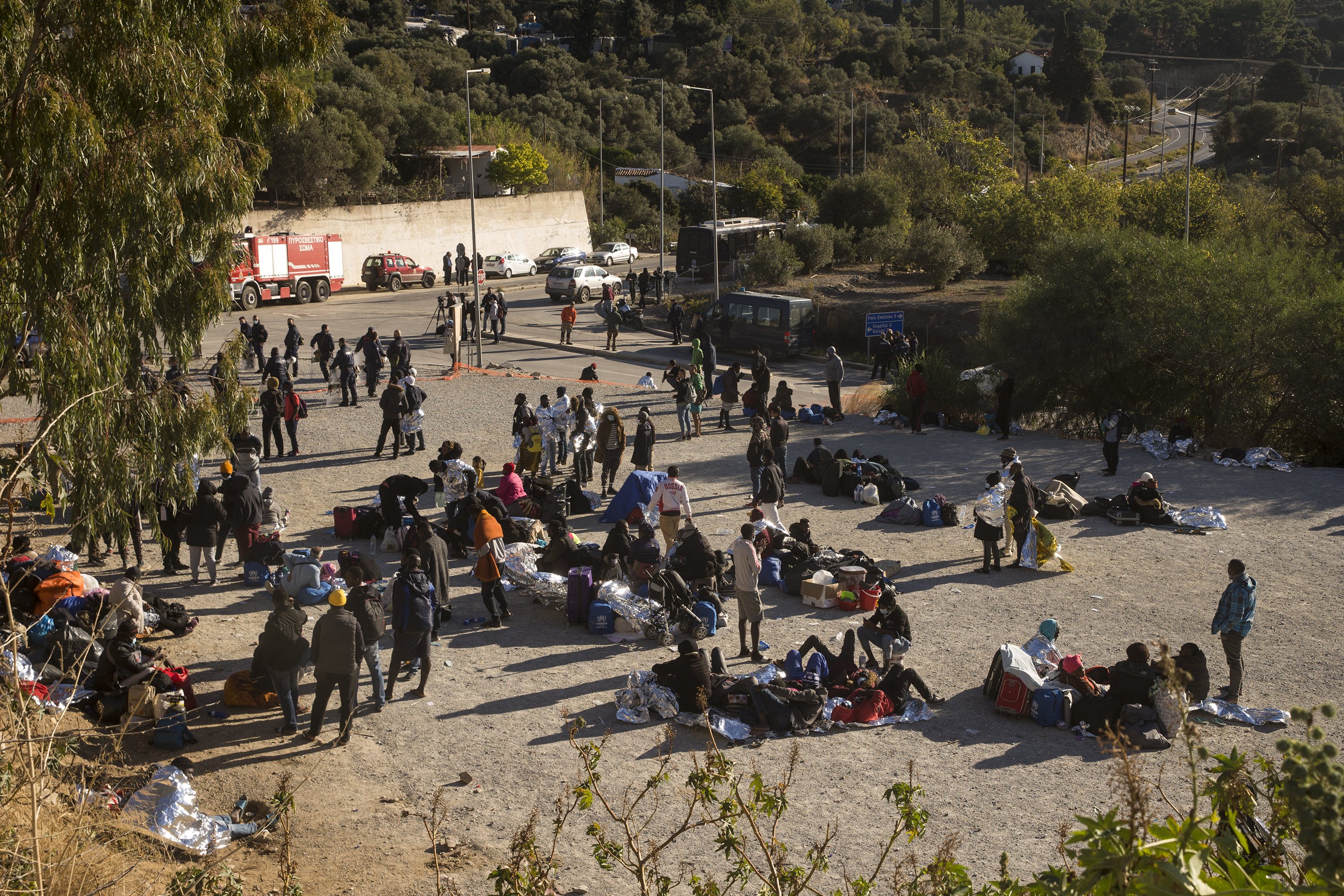 Fire breaks out in refugee camp on Samos Island