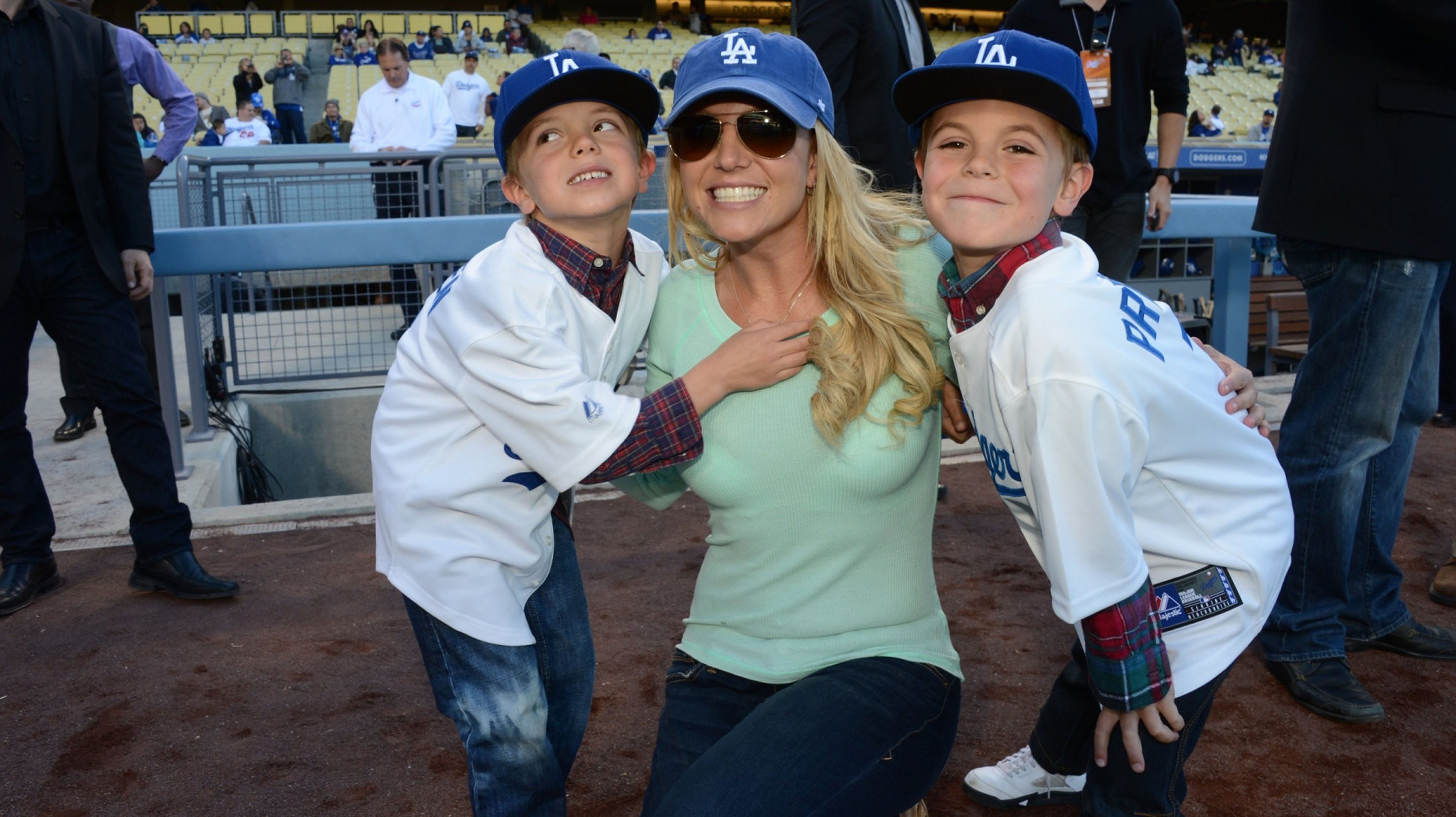 Britney Spears And Sons Visit Dodgers Stadium - April 17, 2013