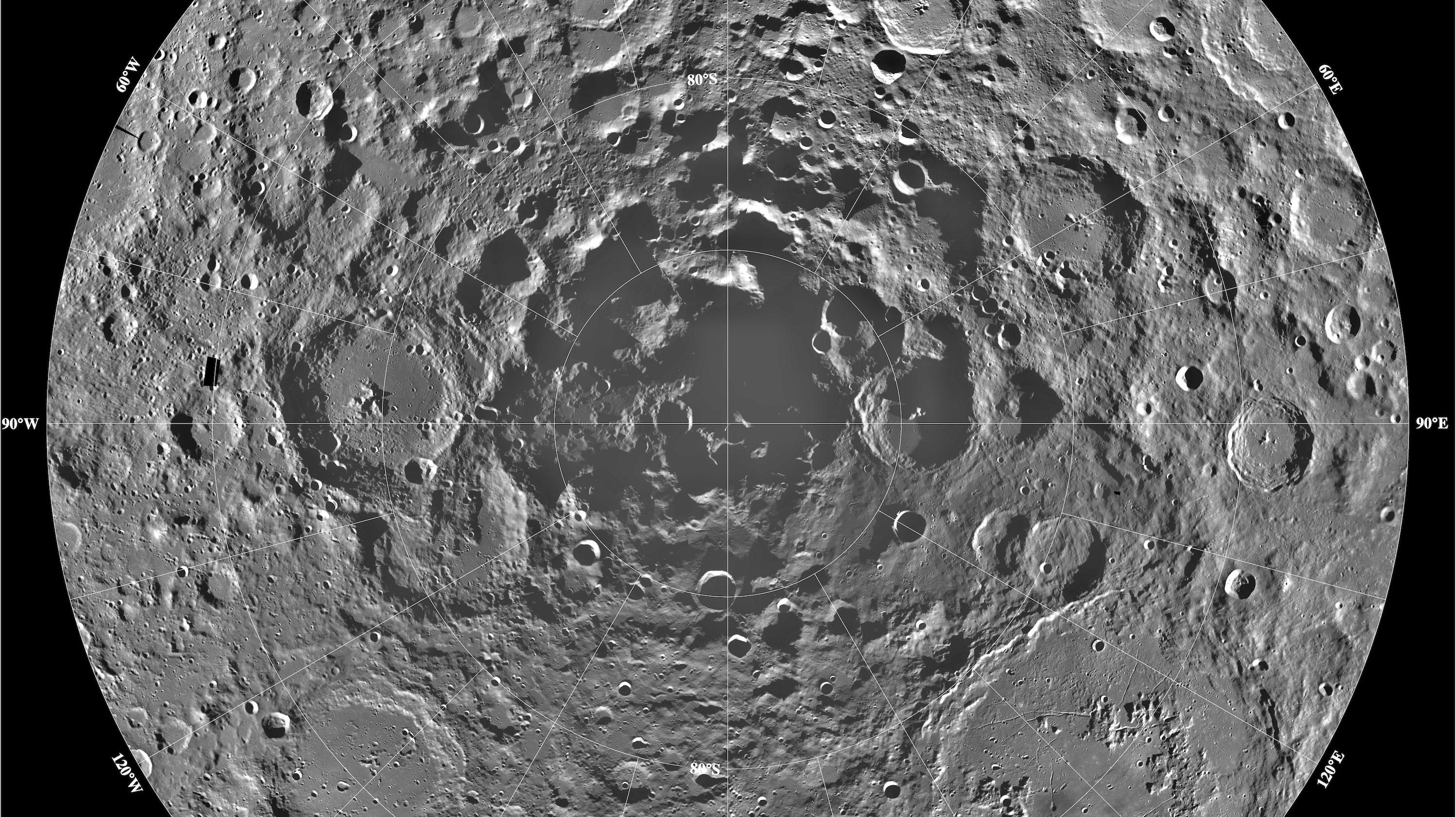 Crateras no polo sul da Lua_NASA
