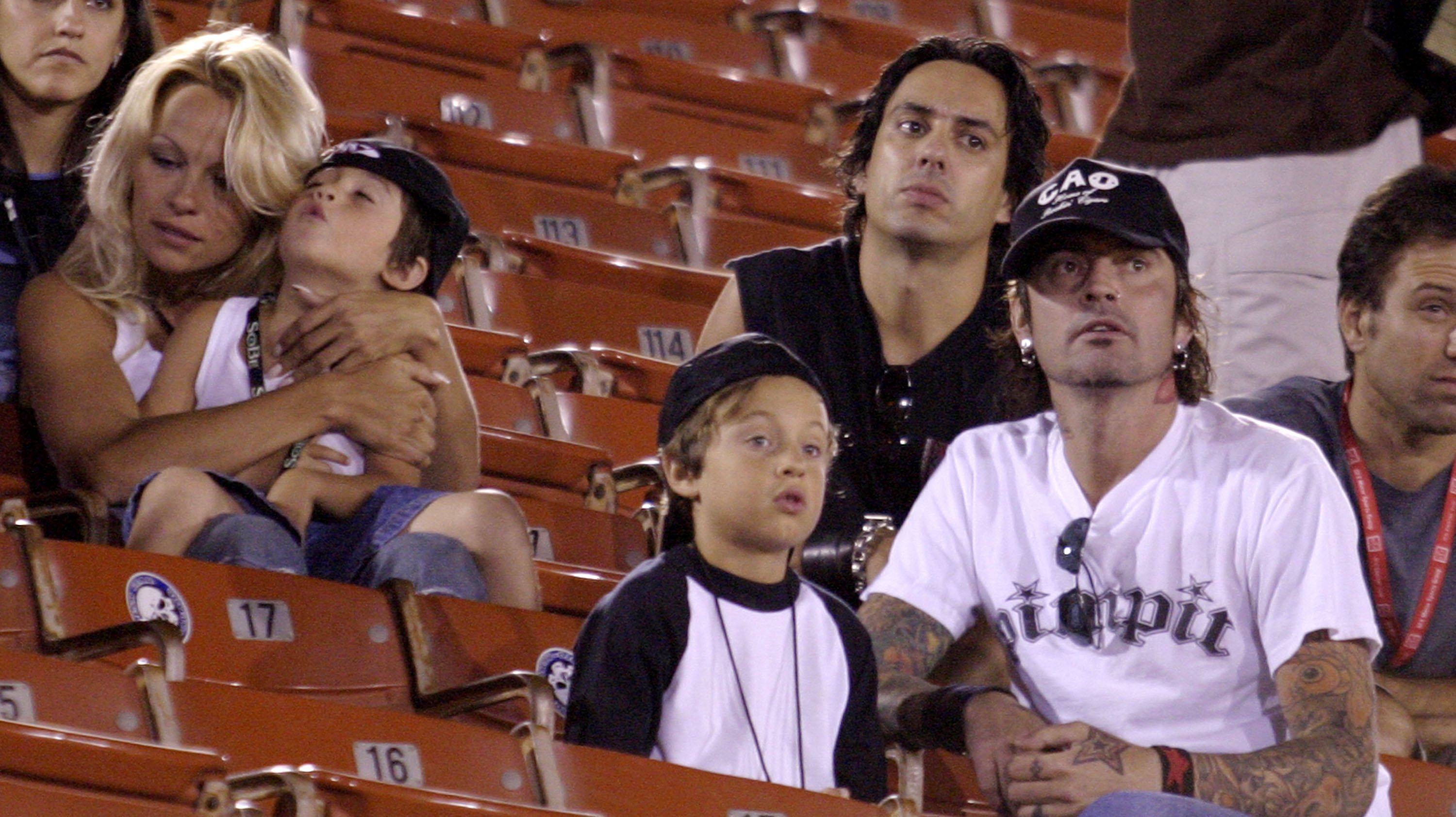Pamela Anderson, Tommy Lee and family at the X Games - Moto X Freestlye Competition