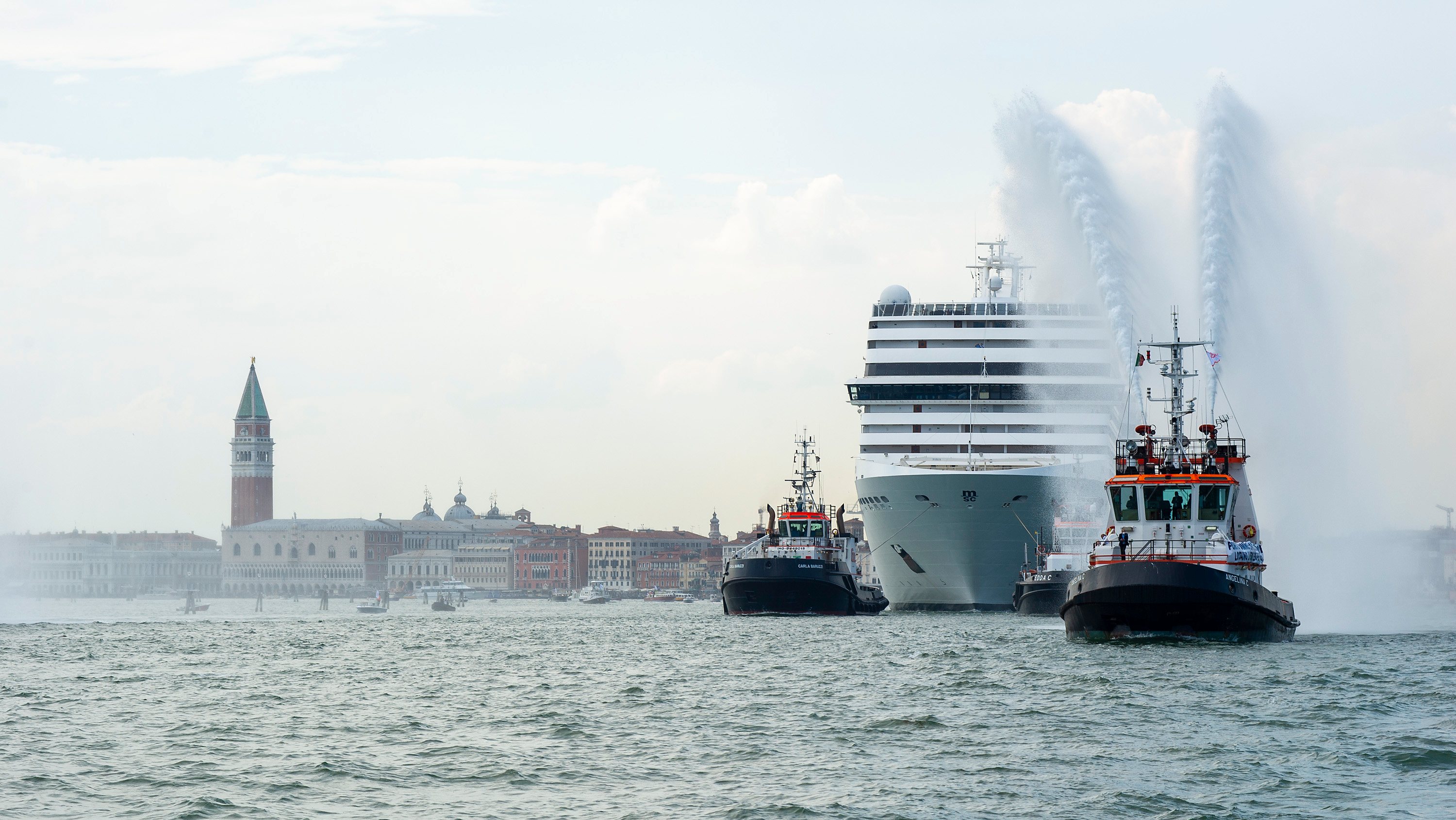 Venice Port Workers React To Passage Of First Cruise Ship