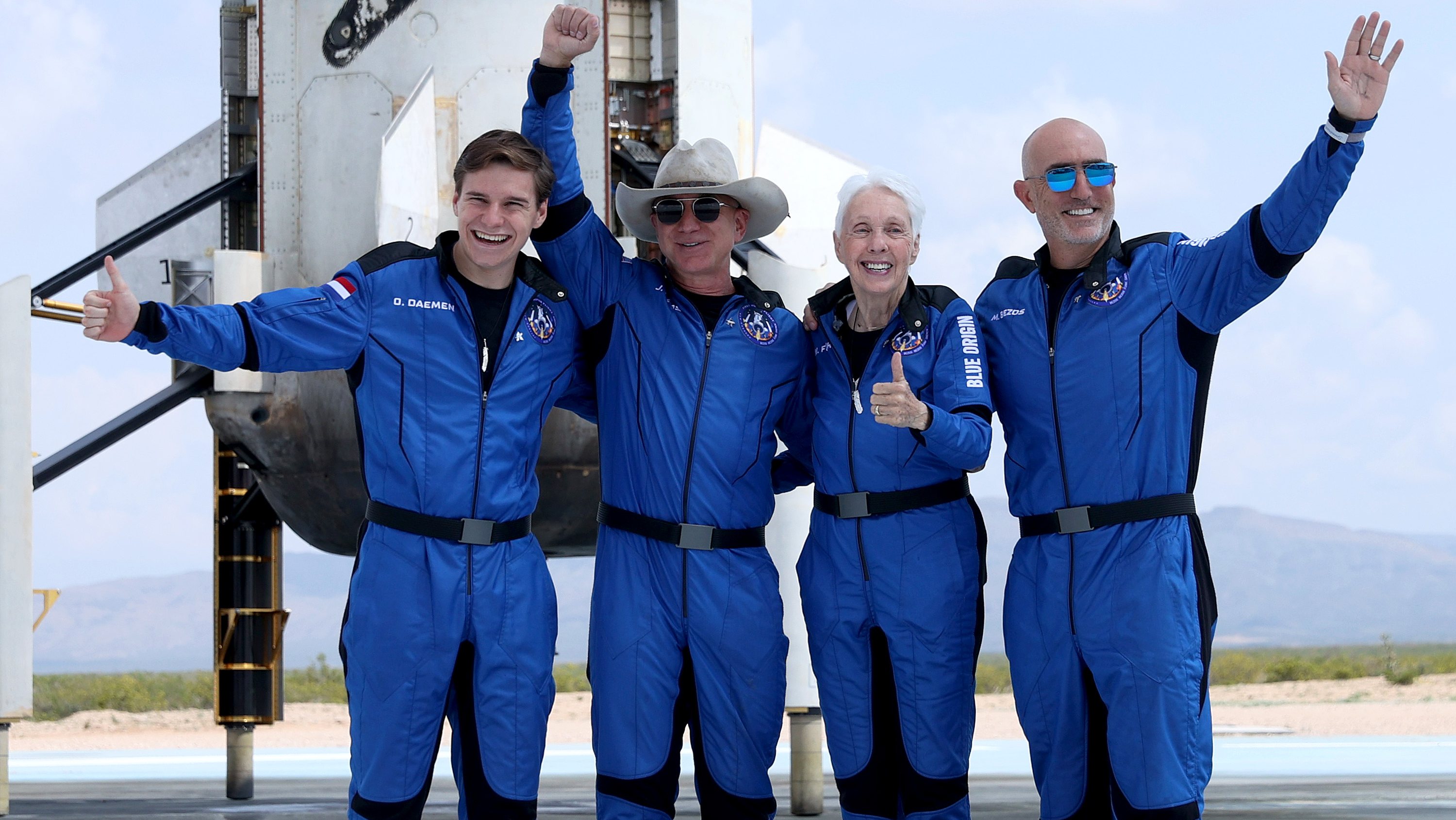 Jeff Bezos&#039; Blue Origin New Shepard Space Vehicle Flies The Billionaire And Other Passengers To Space