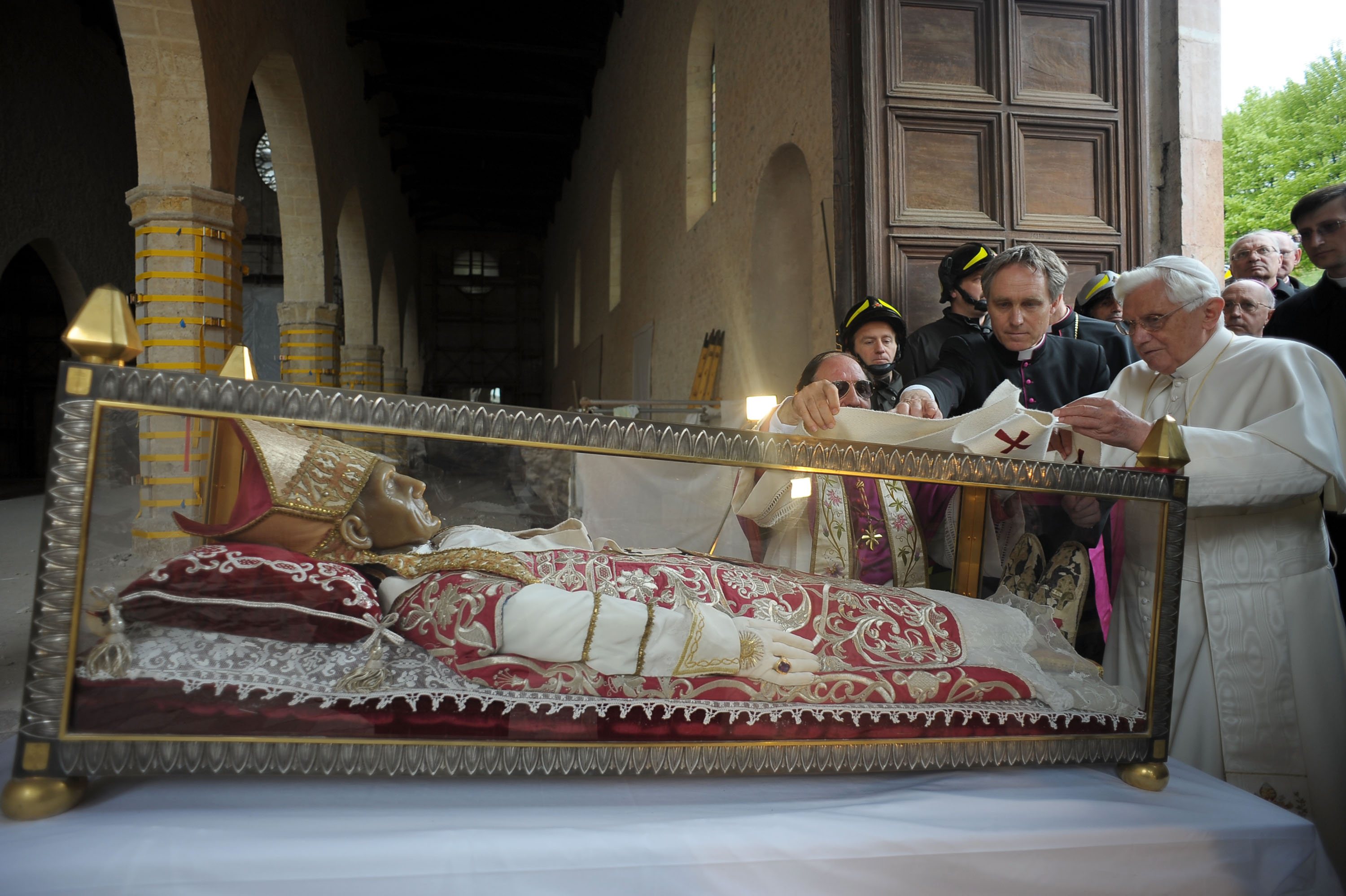 Pope Benedict XVI Visits Italian Earthquake Site
