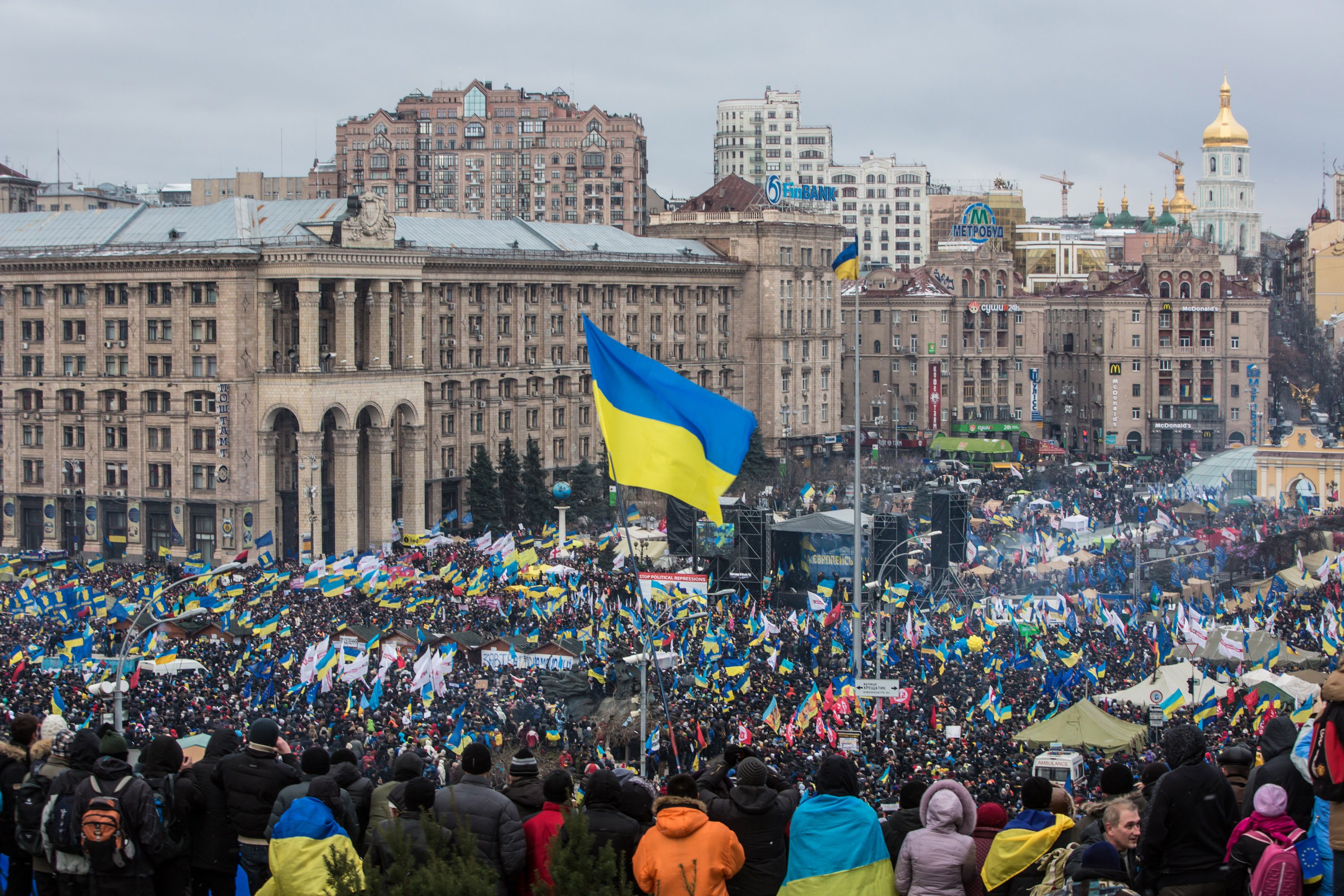 Thousands Protest In Kiev As They Call On Government Leaders To Resign