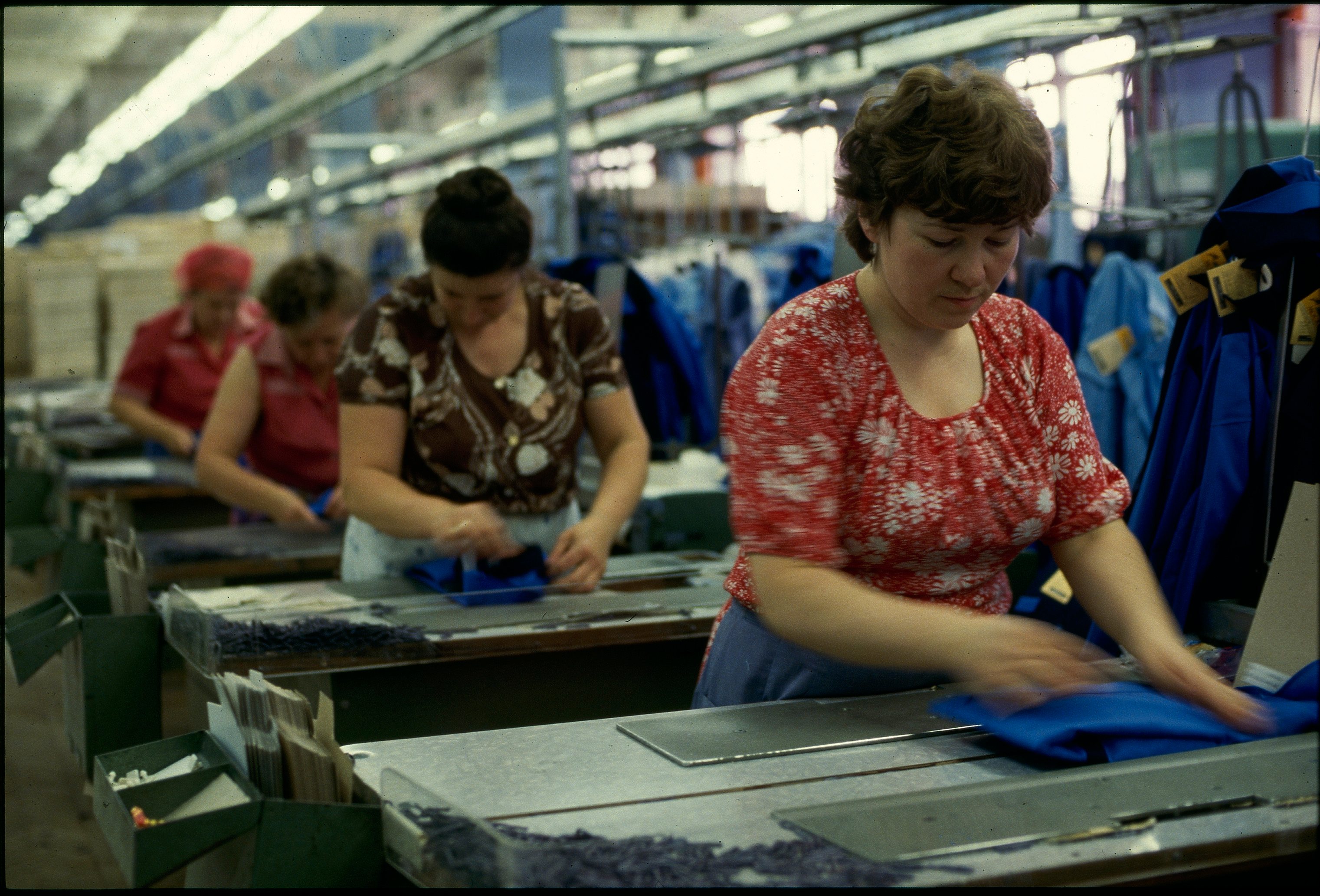 Female workers in clothing factory, USSR 1987