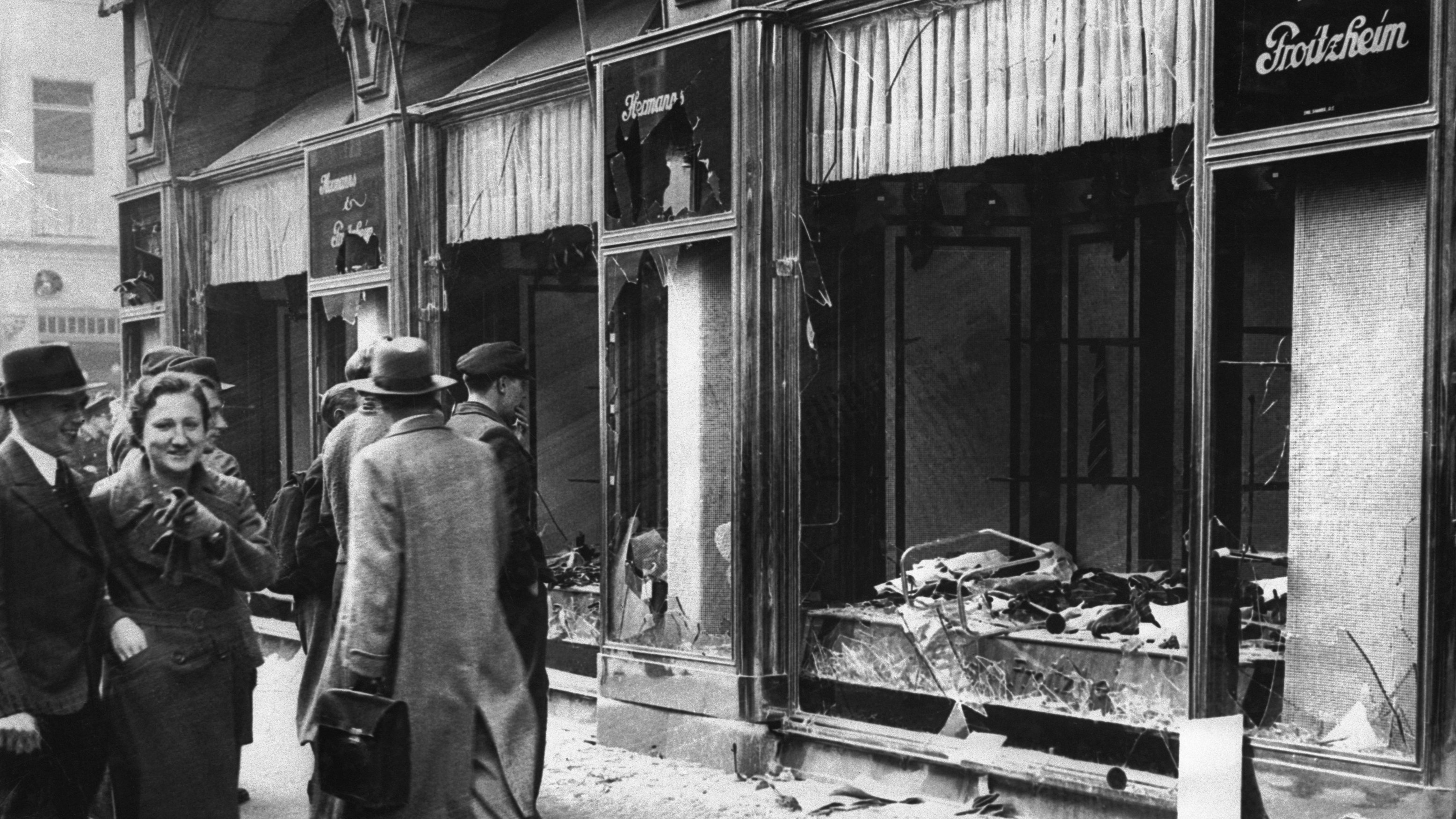 Damaged Jewish Owned Storefront after Kristallnacht Riot