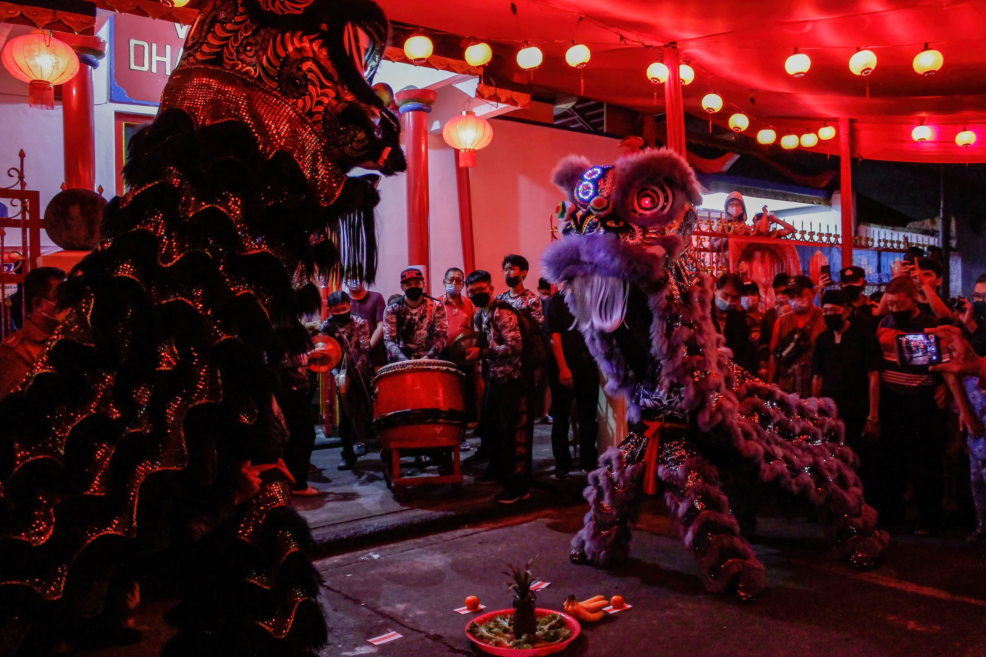 Lion Dance (Barongsai) is seen during the celebration at