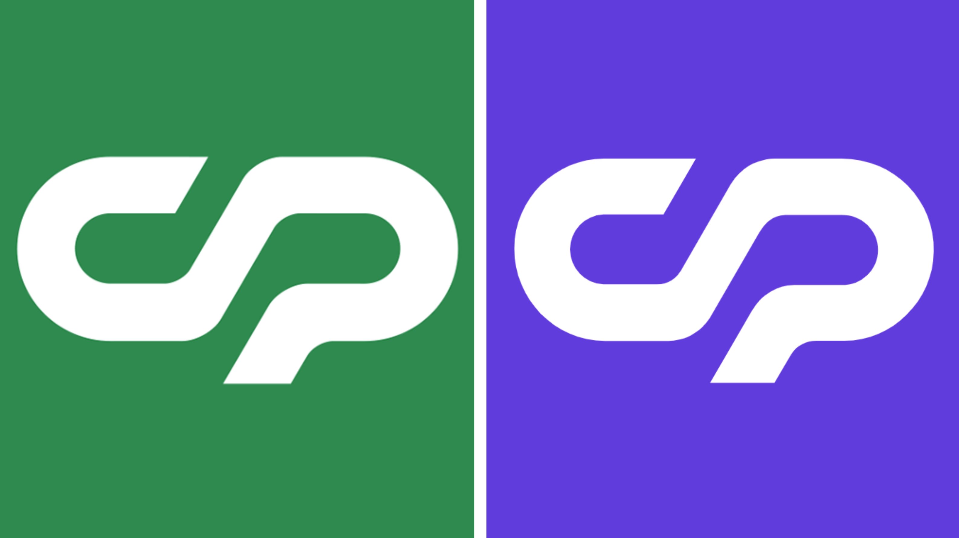 Só a cor mudou de uma marca para a outra: enquanto a CP utiliza o verde, a recém-formada Crypster utiliza um logótipo exatamente igual, mas roxo