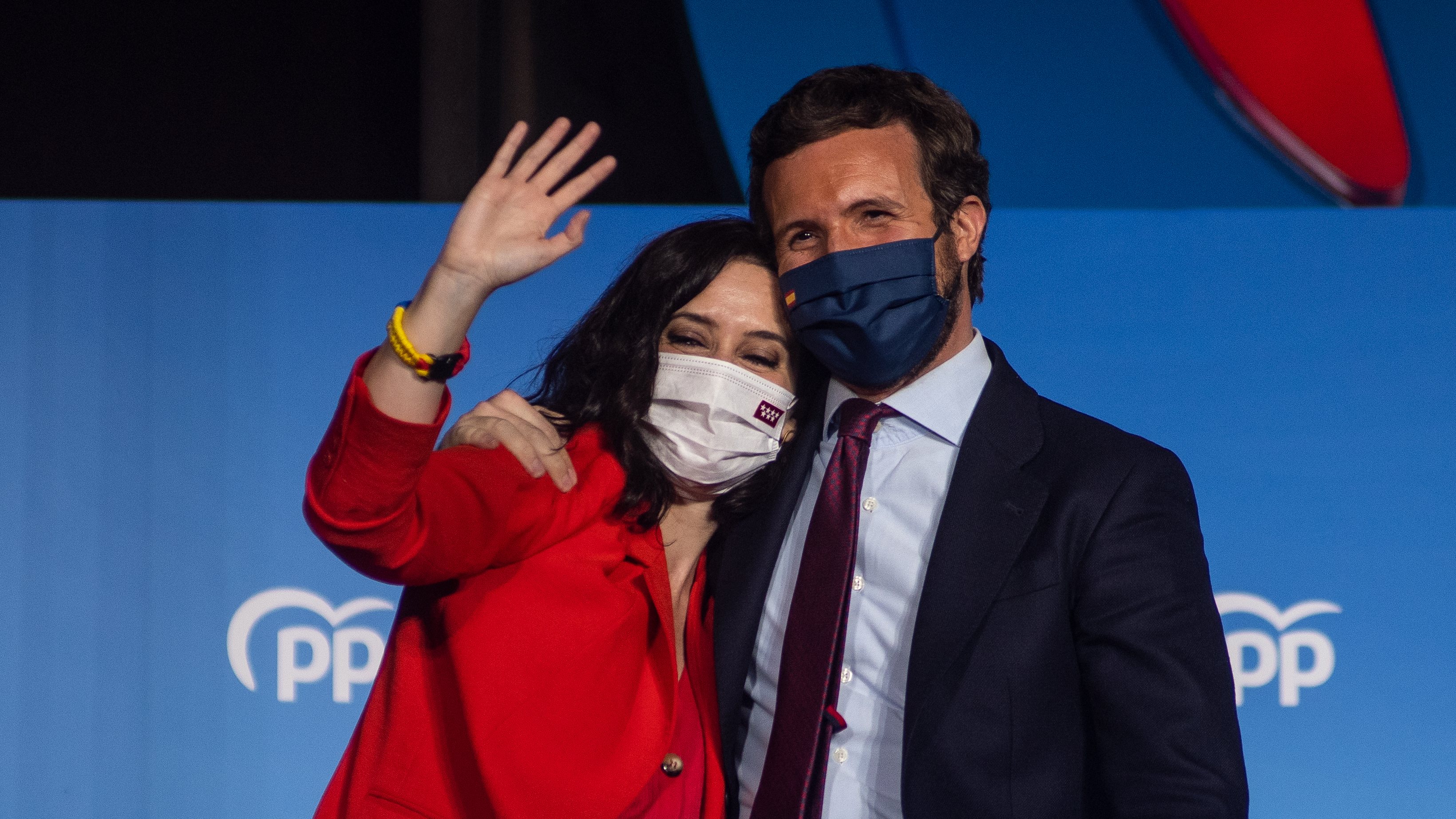 Candidate Isabel Diaz Ayuso (left)  and leader of Popular