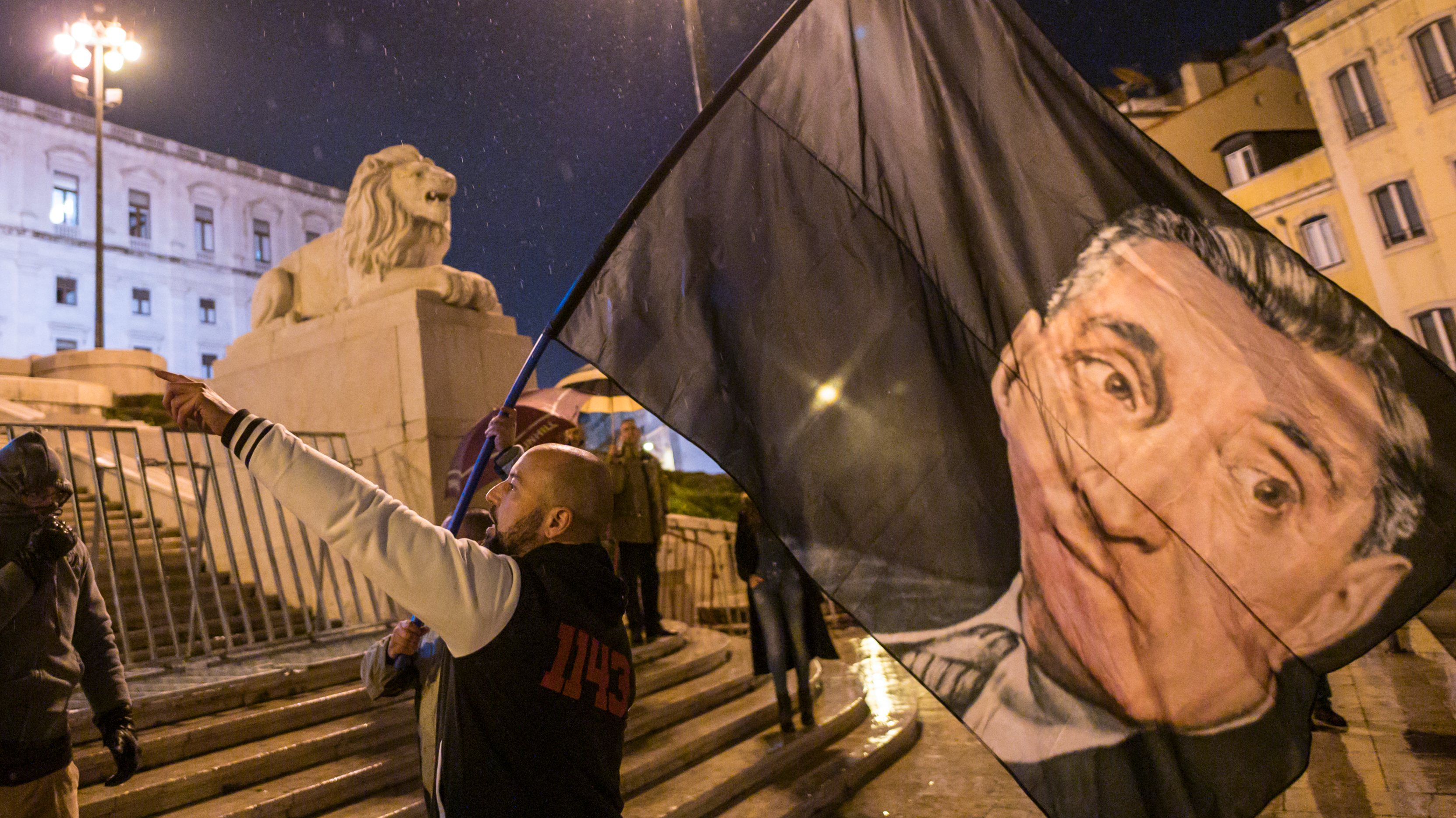 Ultra Right Demonstration in Support of  Late Portuguese Dictator Salazar