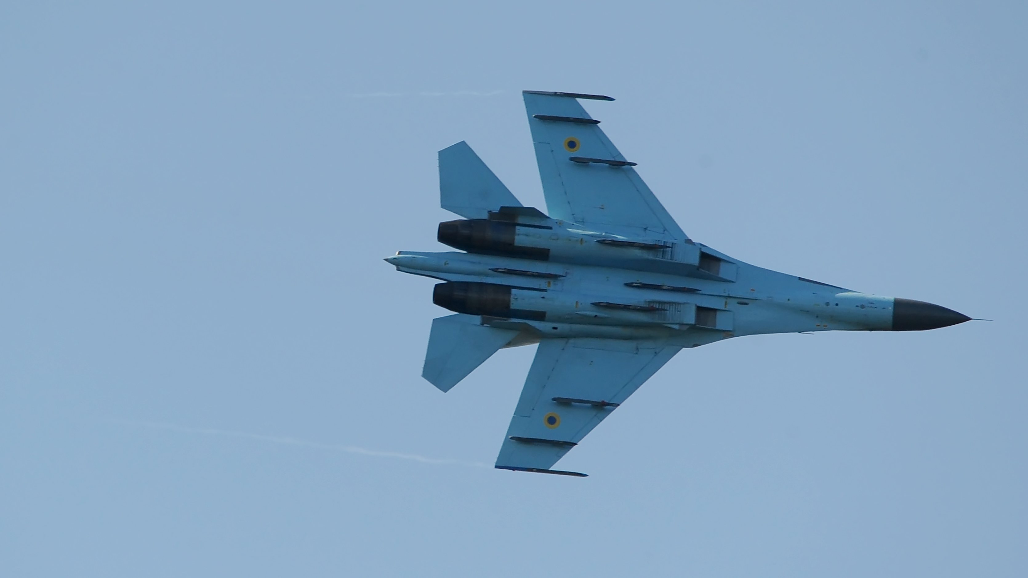 Flanker Sukhoi Su-27 Ukrainian fighter jet seen during the