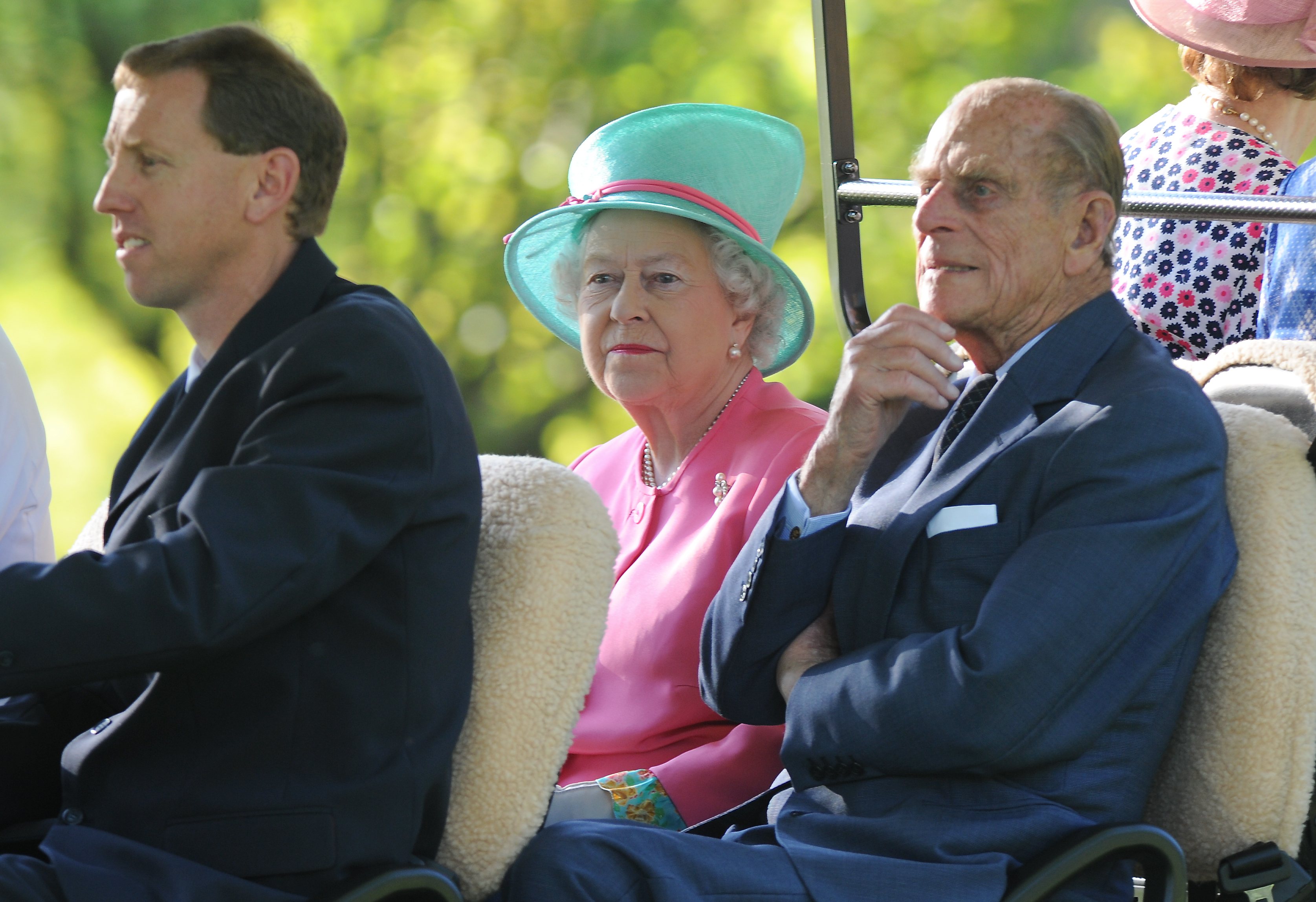 Hm The Queen On Tour and Prince Philip in golf buggy