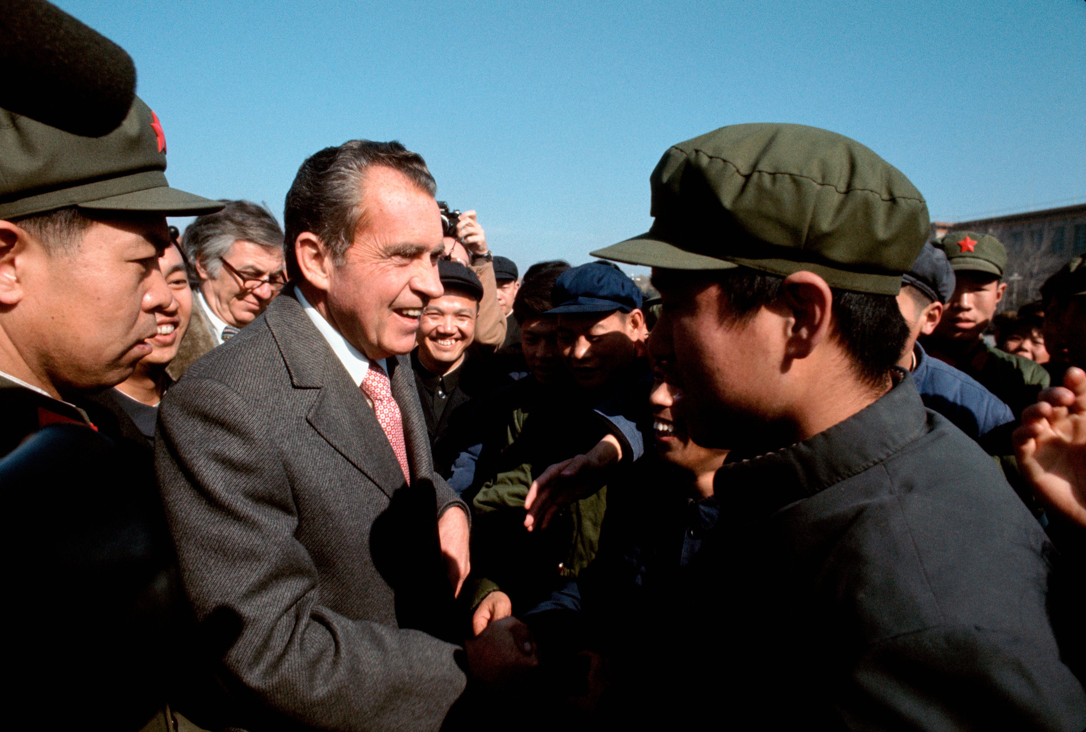 Richard Nixon Shaking Hands with Chinese Citizens