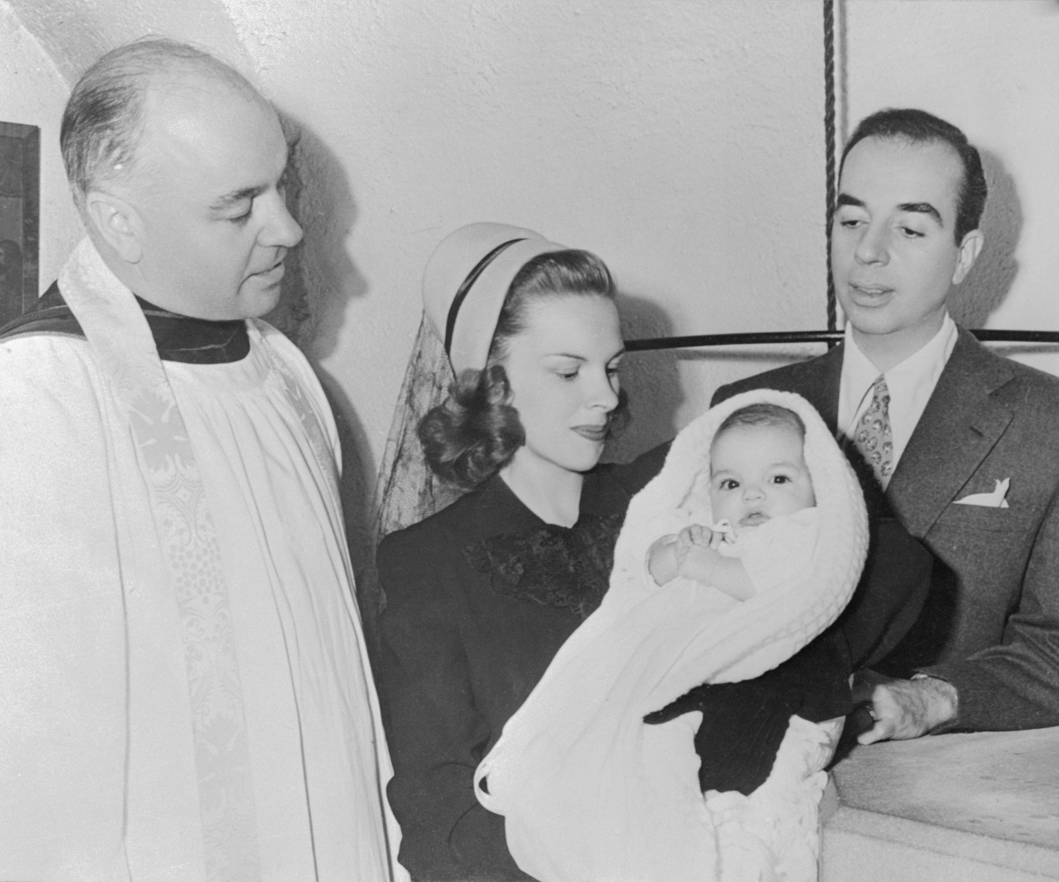 Judy Garland and Vincente Minnelli at Christening of Their Infant Daughter Liza