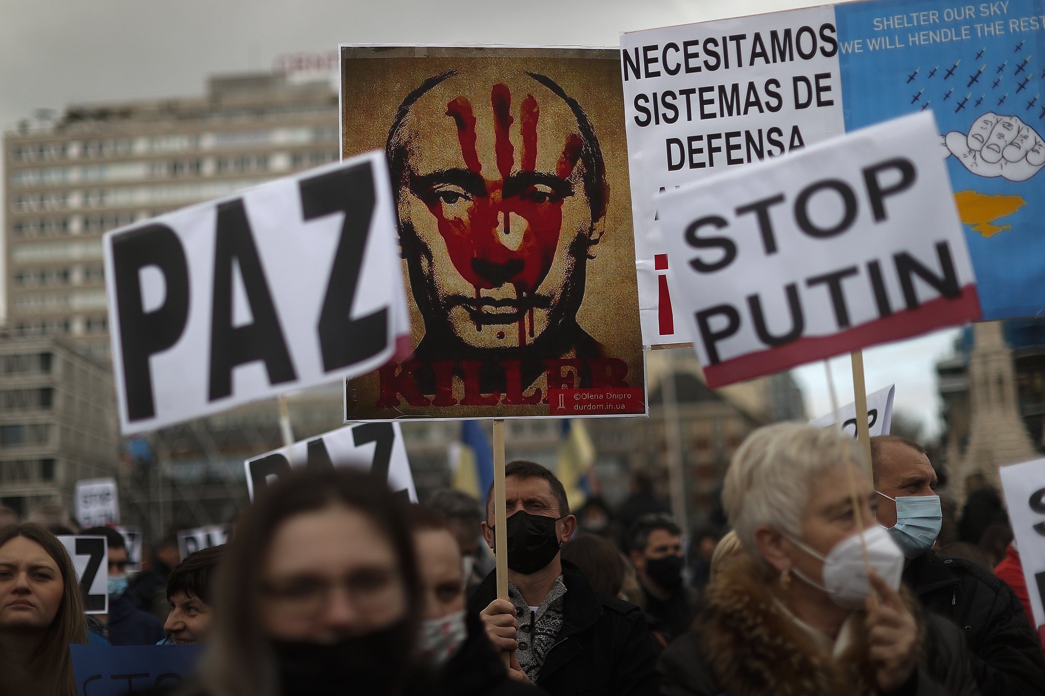 Demonstration in support of Ukraine in Madrid